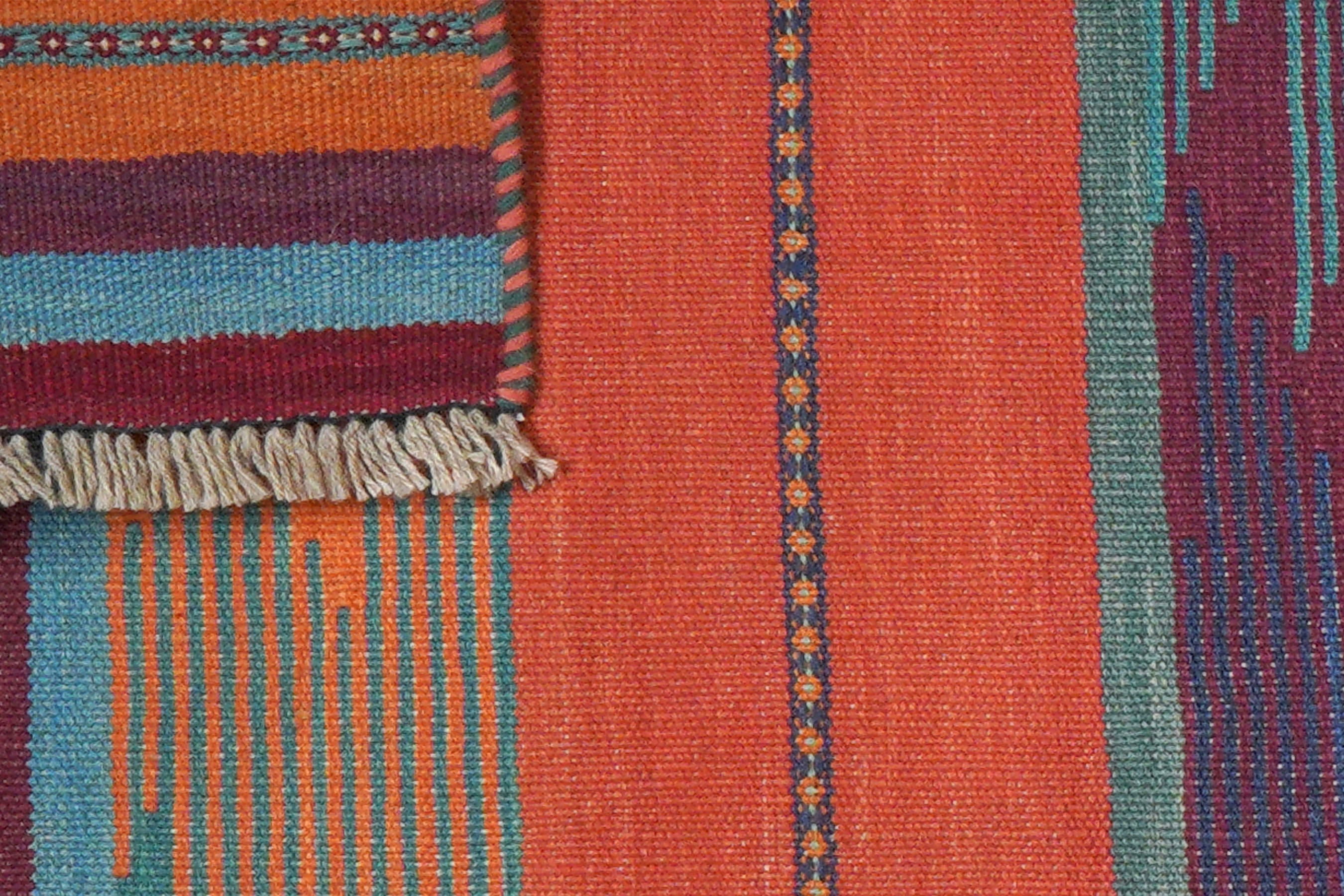 Kilim Gashgai Carpet Orange Blue