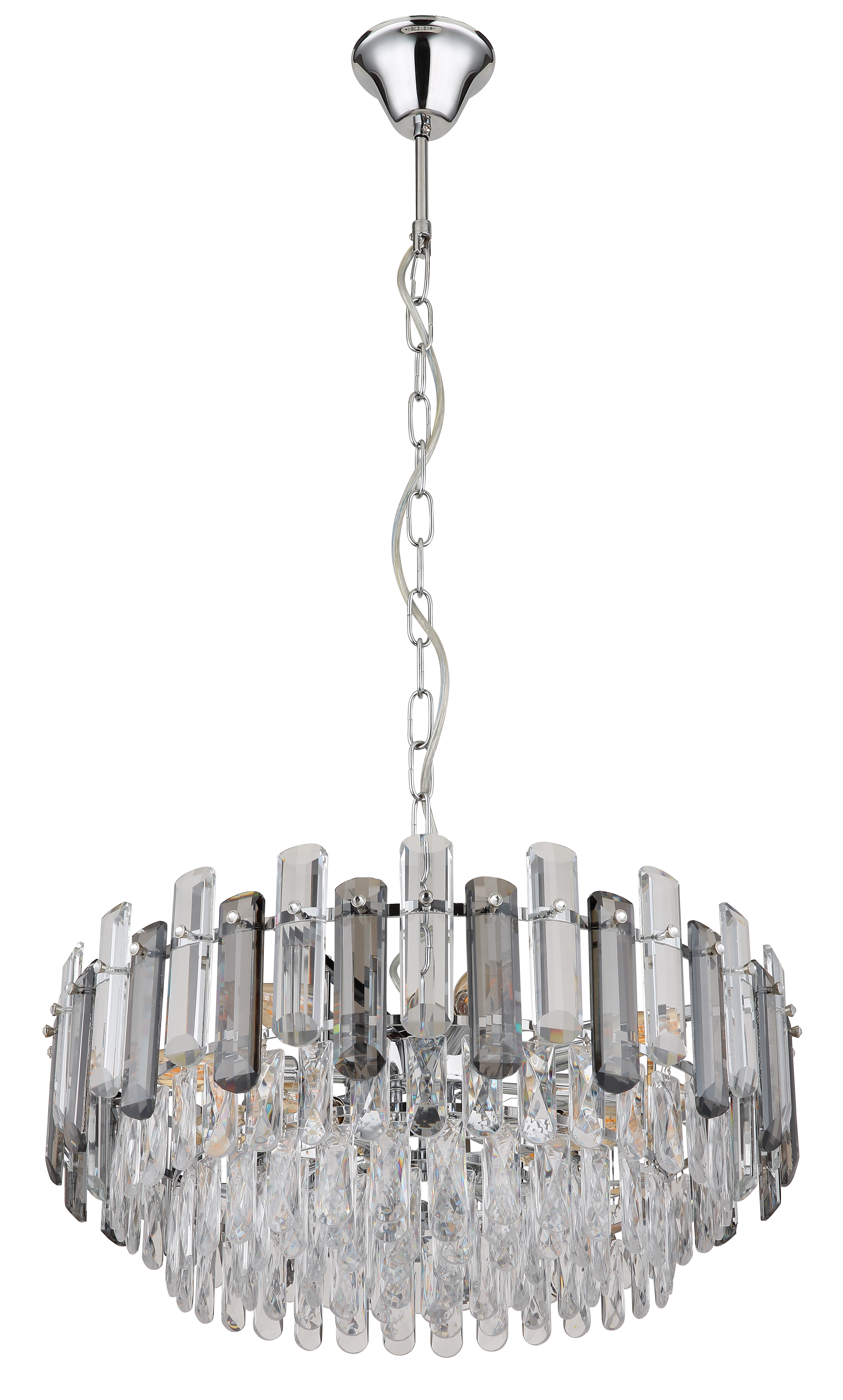 Orgina Kronleuchter 12-Flammig Rauchglas Silber