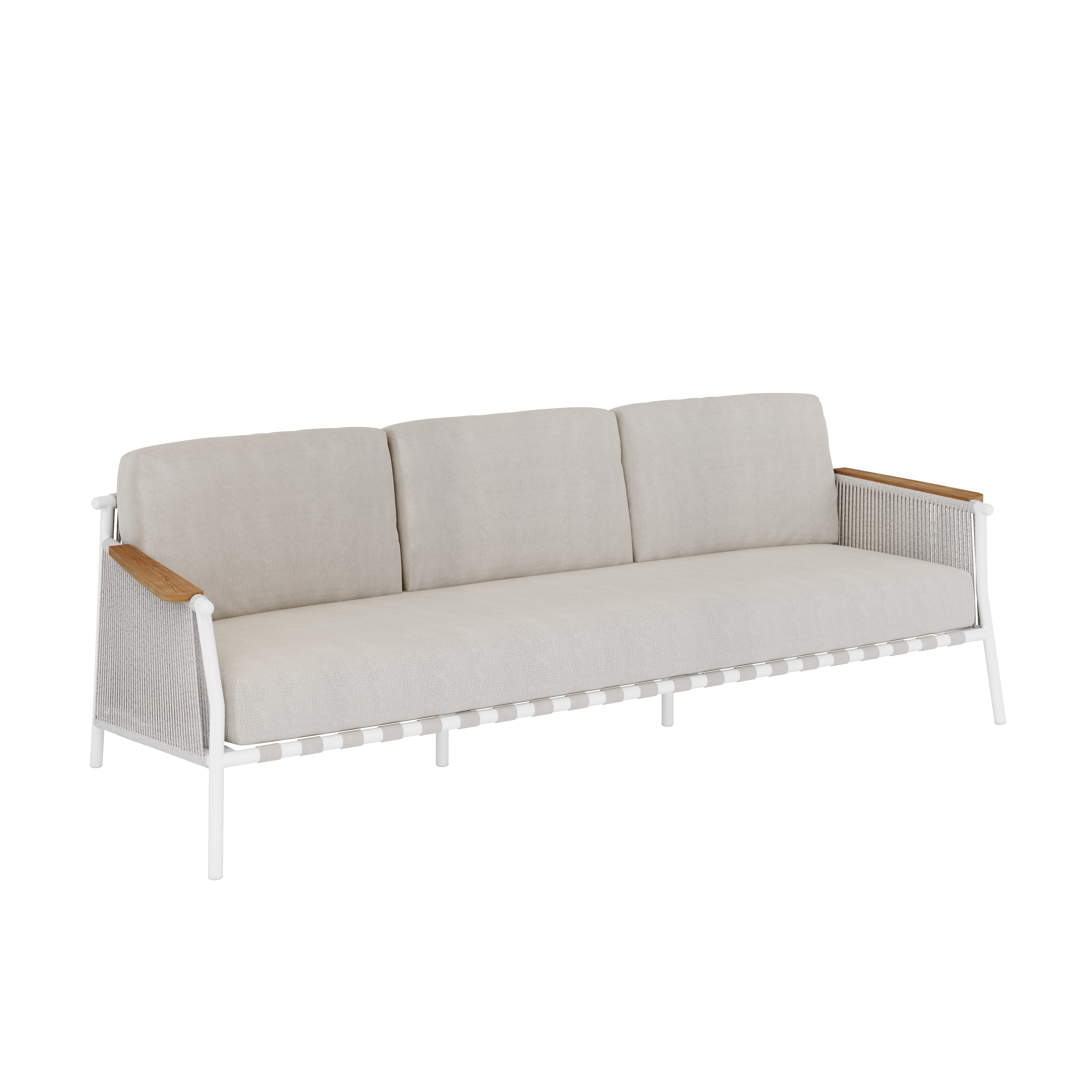 SCOOP Lounge Chair 3-Seater White Silver Cushion Clouds