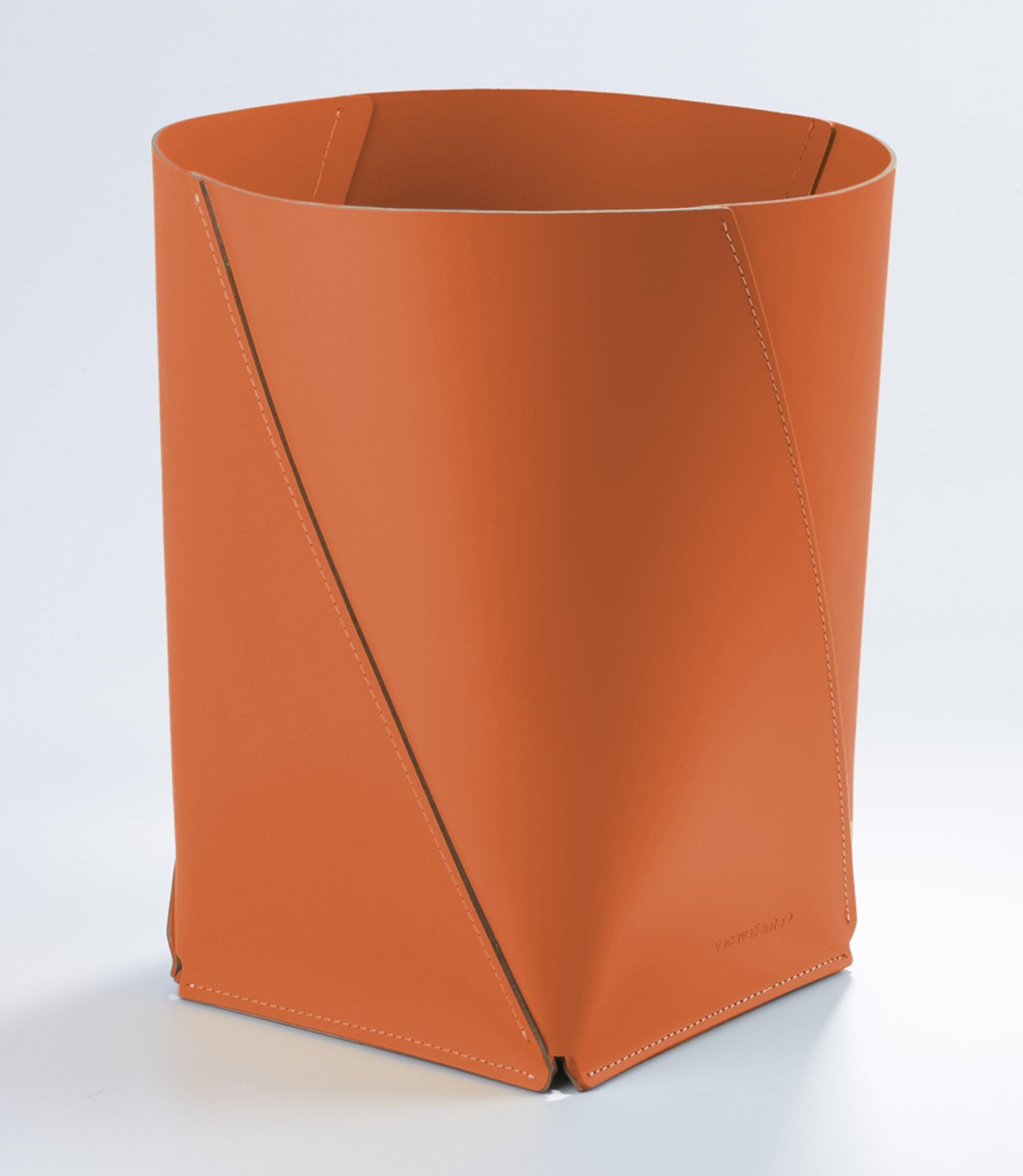 Papierkorb XL 100% Recyceltes Leder Braun