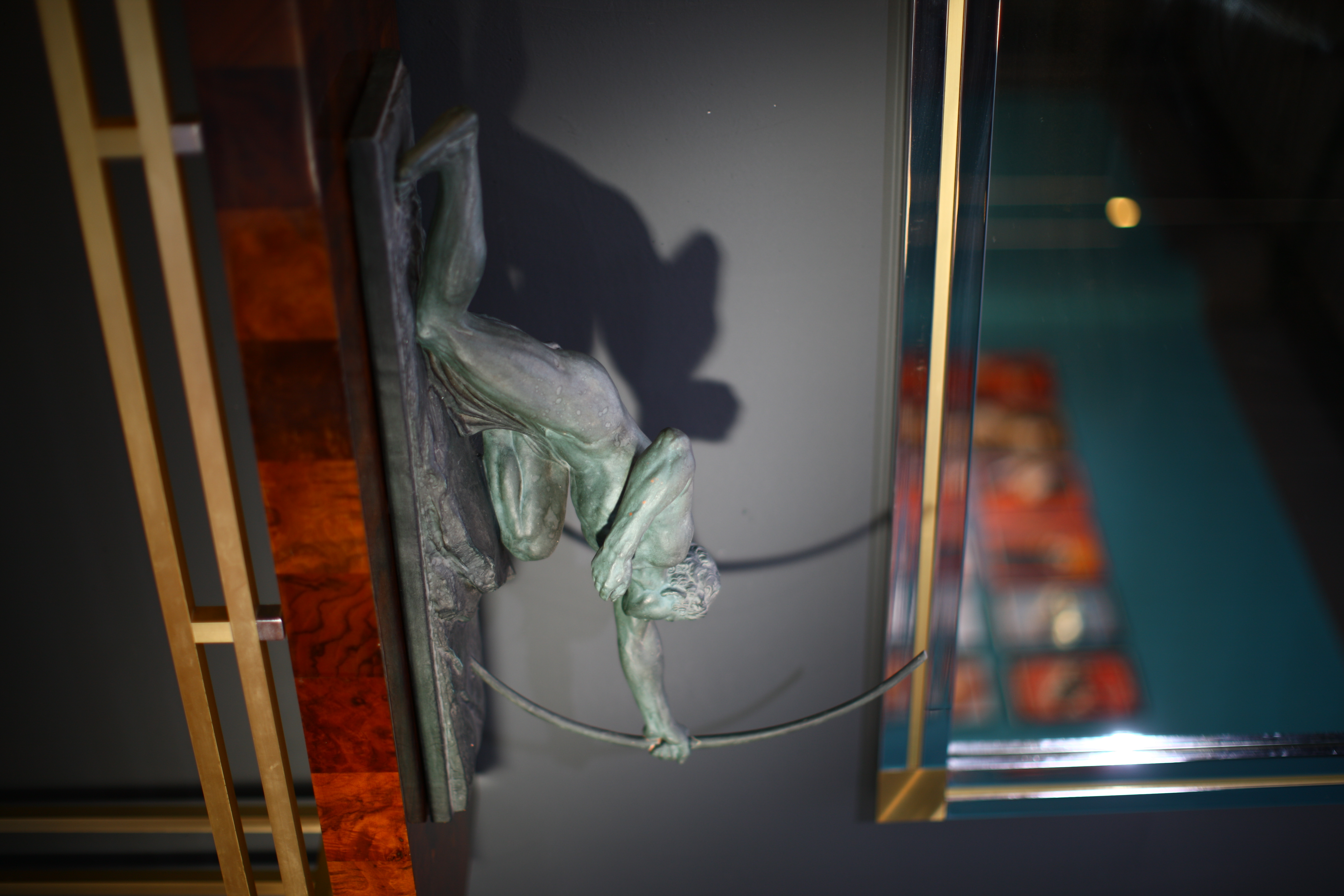 G. Boni Skulptur Bogenschütze 1960er Bronzepatinierter Gips