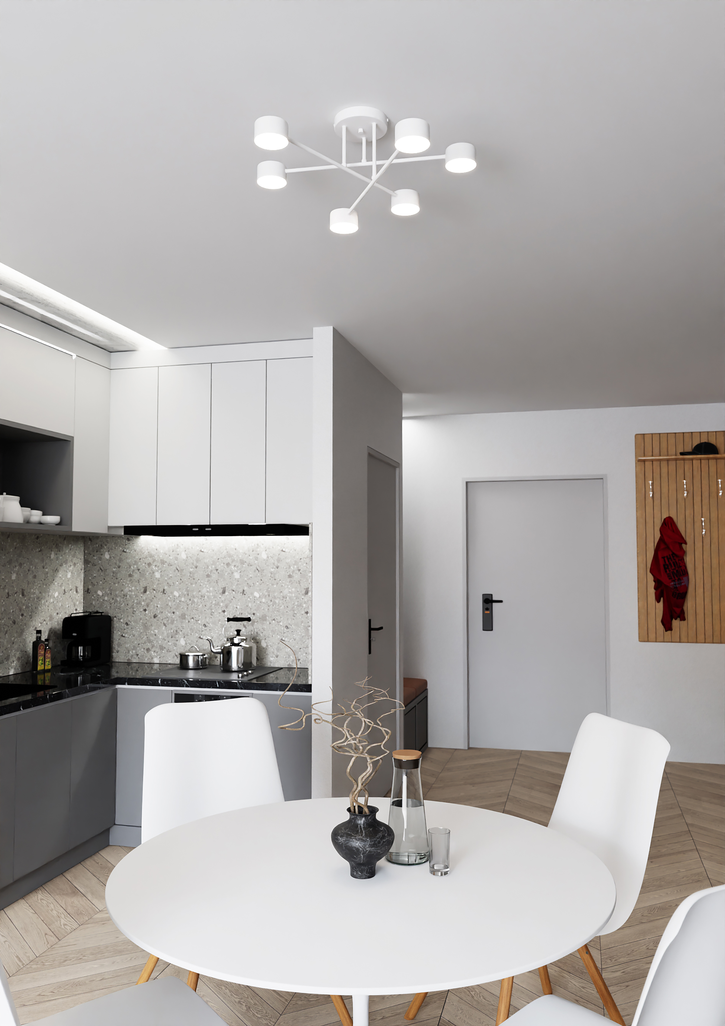 Halo Steel Ceiling Light 6-light White