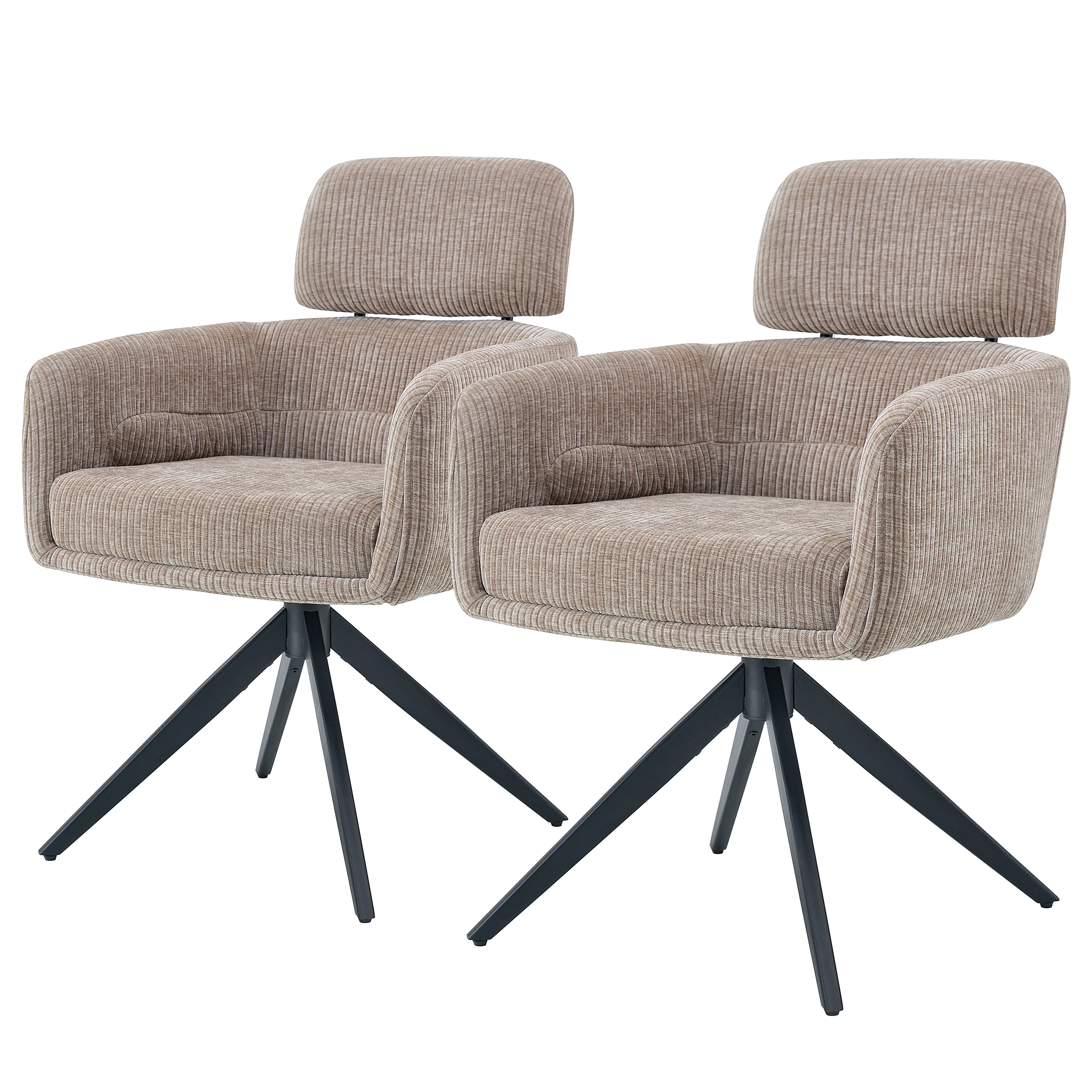 Drehbarer Armlehnenstuhl KELVO 2er-Set Beige