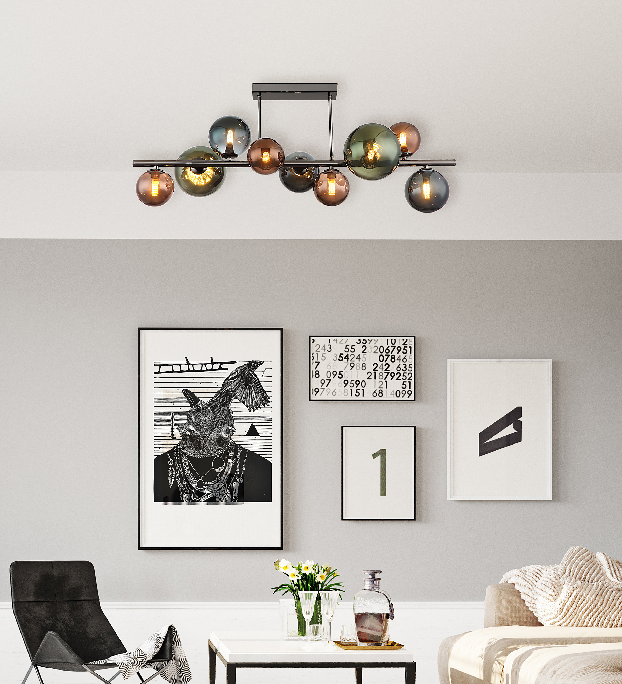 Riha Typ J LED-Deckenleuchte Farbglas Mehrfarbig