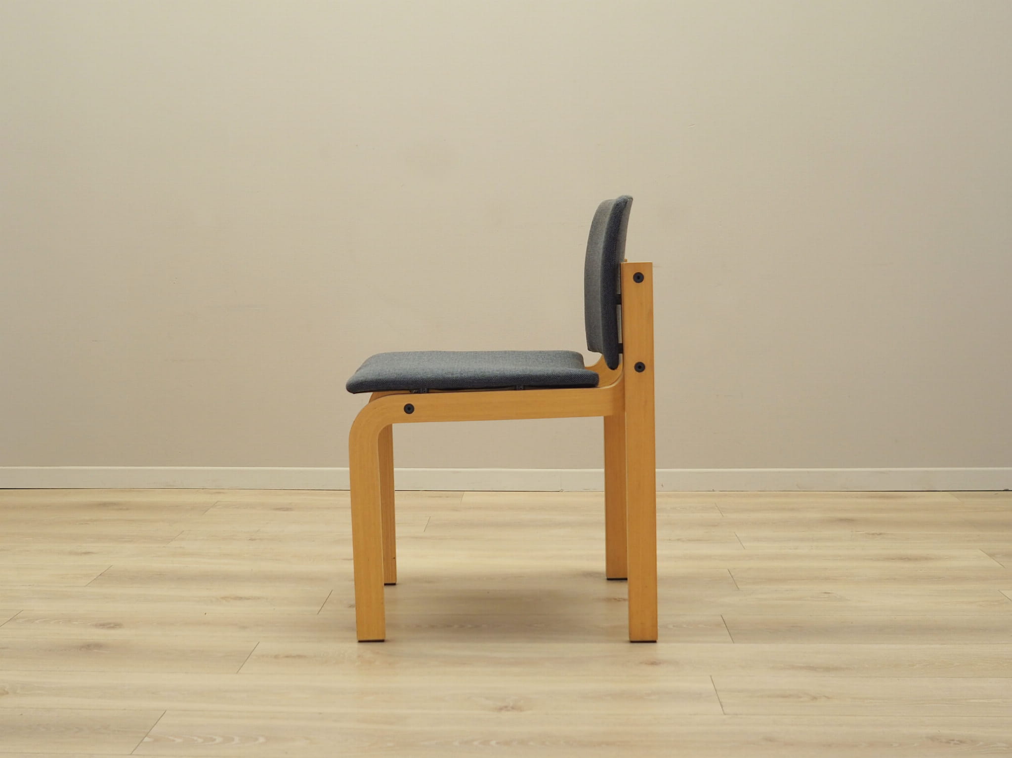 6x Vintage Chair Wood Textile Grey 1980s