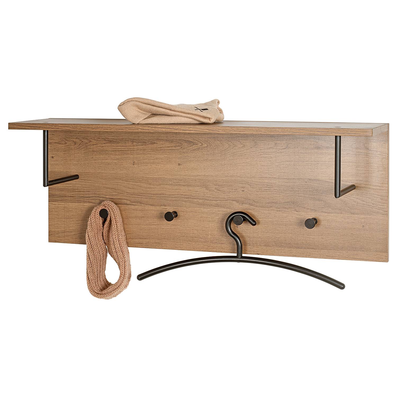 Wall coat rack Dunnet 80 cm oak decor