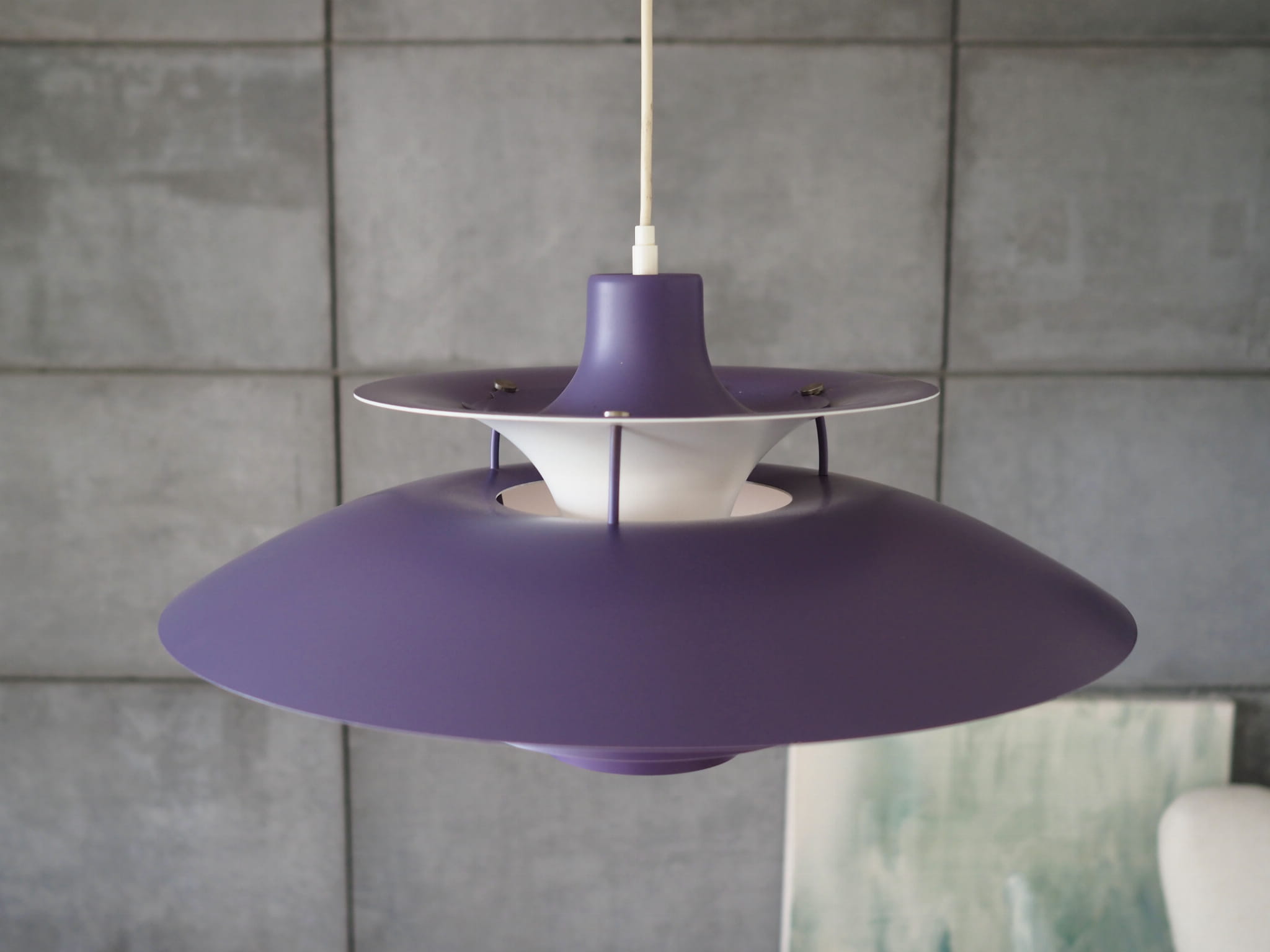 Vintage Pendant Lamp Metal Purple 1970s