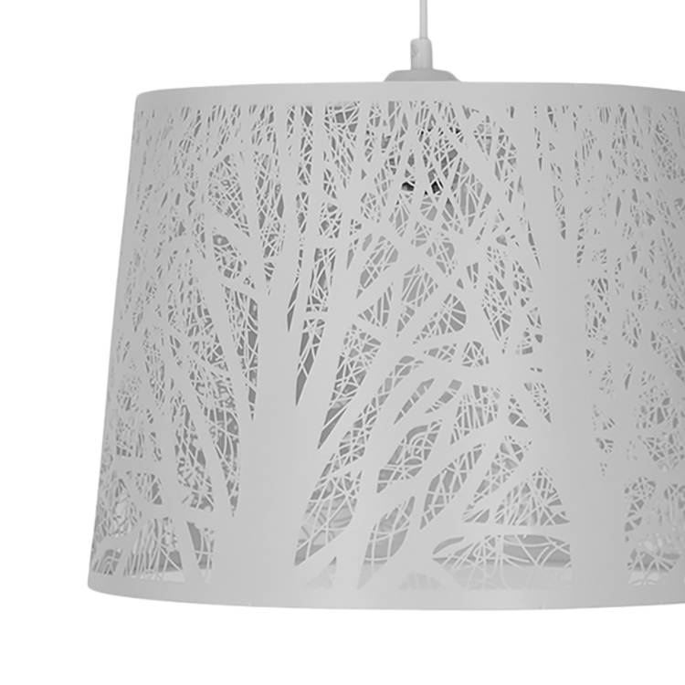 White Wood Pendant Lamp Steel 1-light