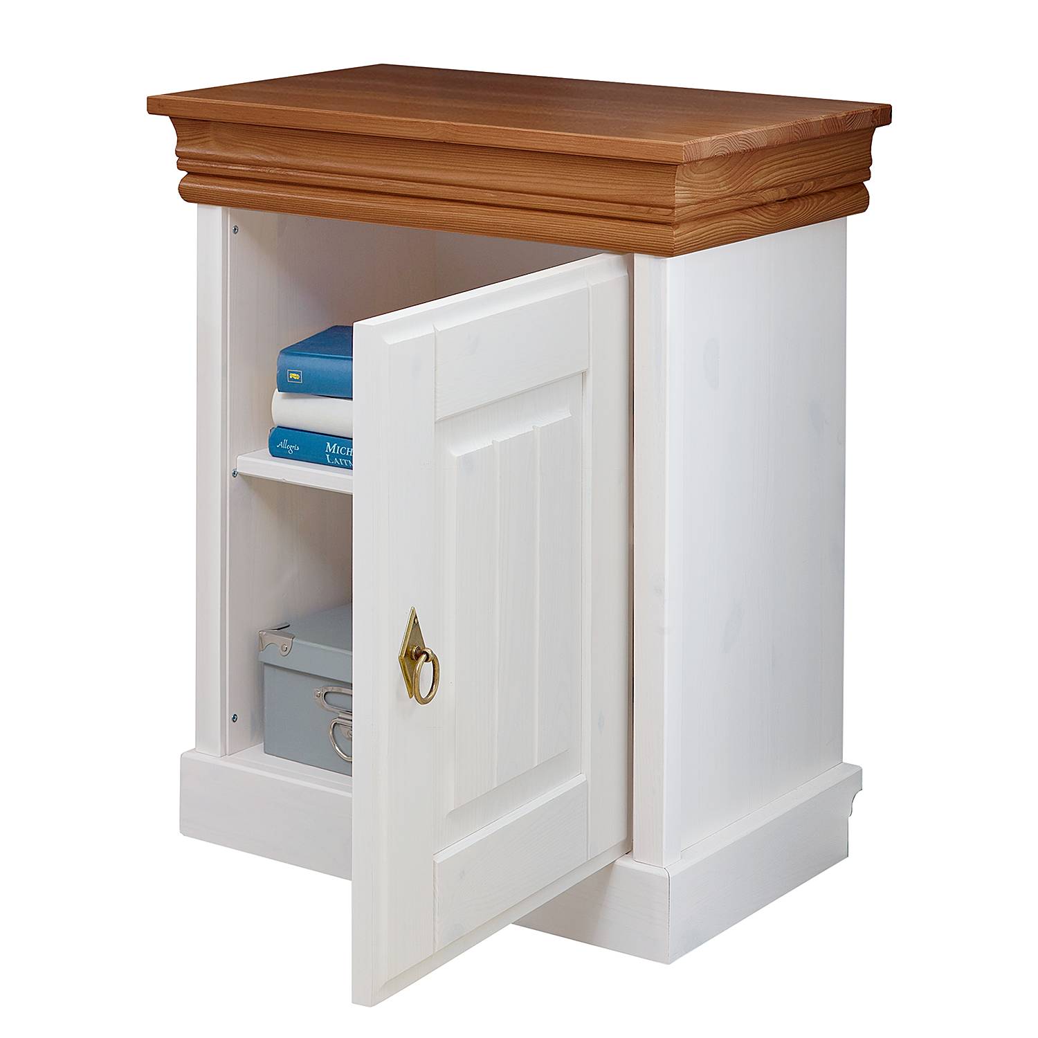 Nightstand Noret Pine Solid White Honey