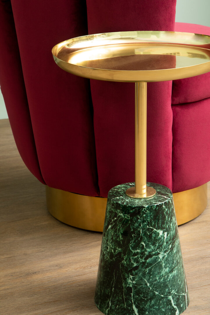 Avola Round Side Table Marble Iron Gold