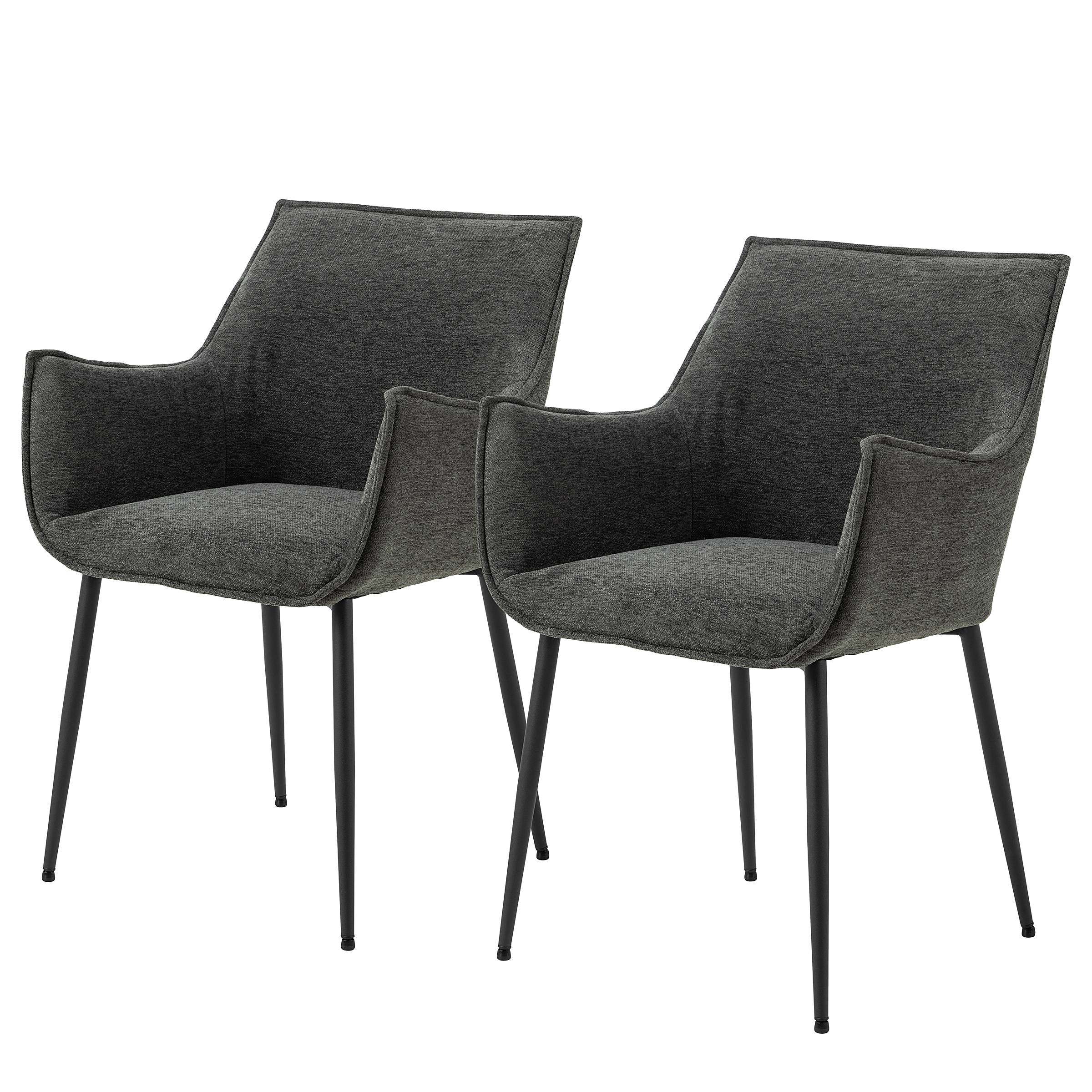 Baisia Armlehnenstuhl 2er-Set Chenille Dunkelgrau