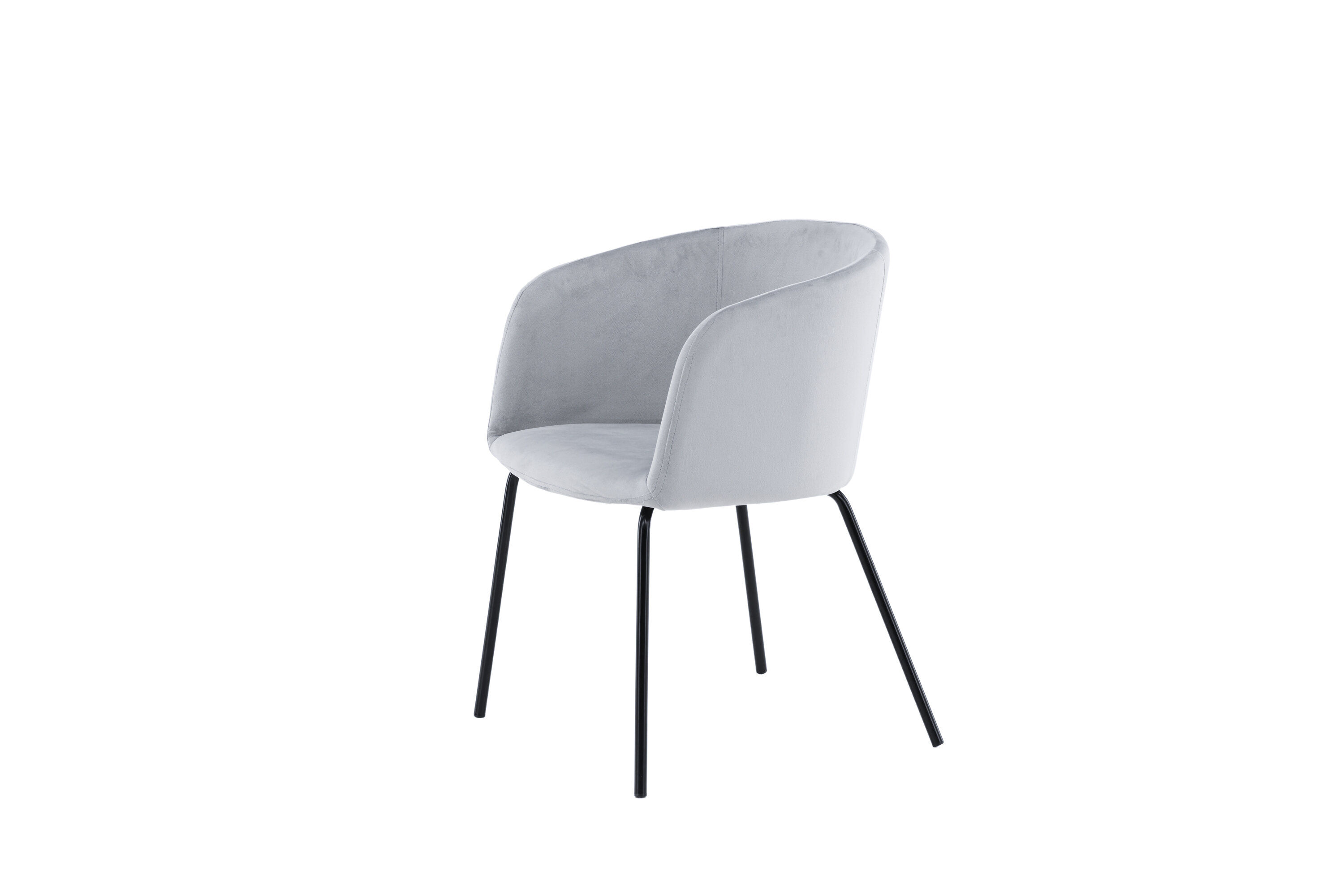 Berit Armlehnstuhl Samt Hellgrau Schwarz