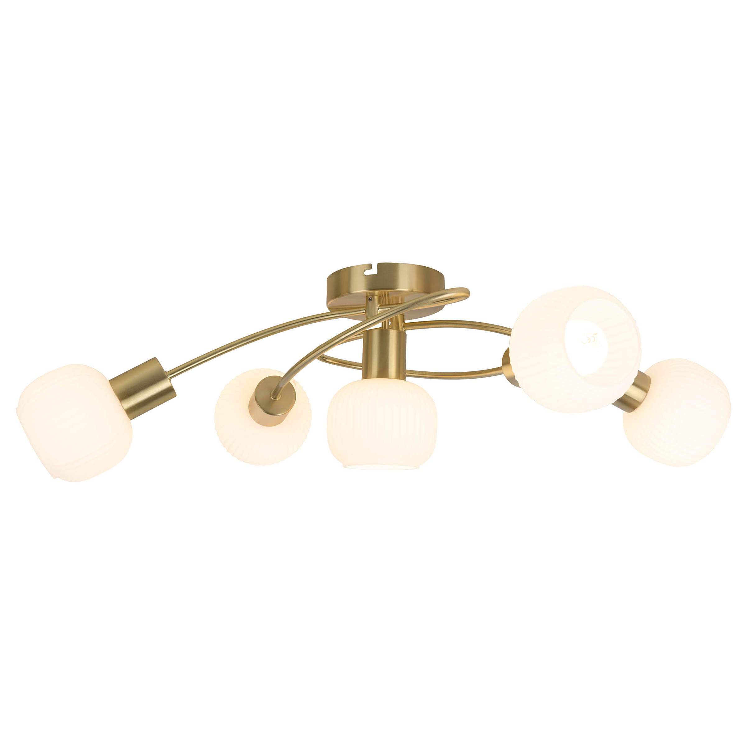 Ceiling light Learta Type B 5-light iron opal glass brass