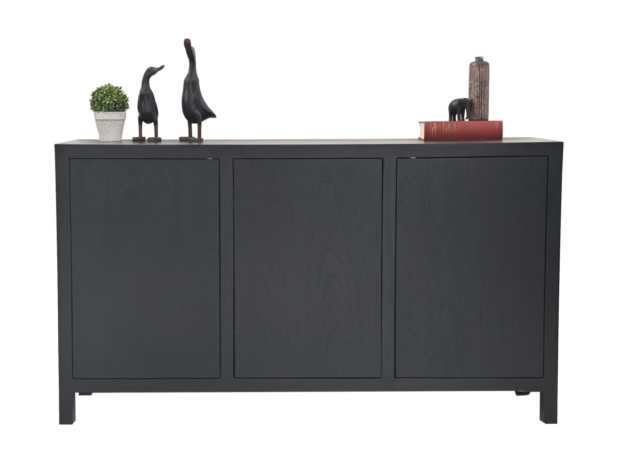 Sideboard Teakholzfurnier Schwarz