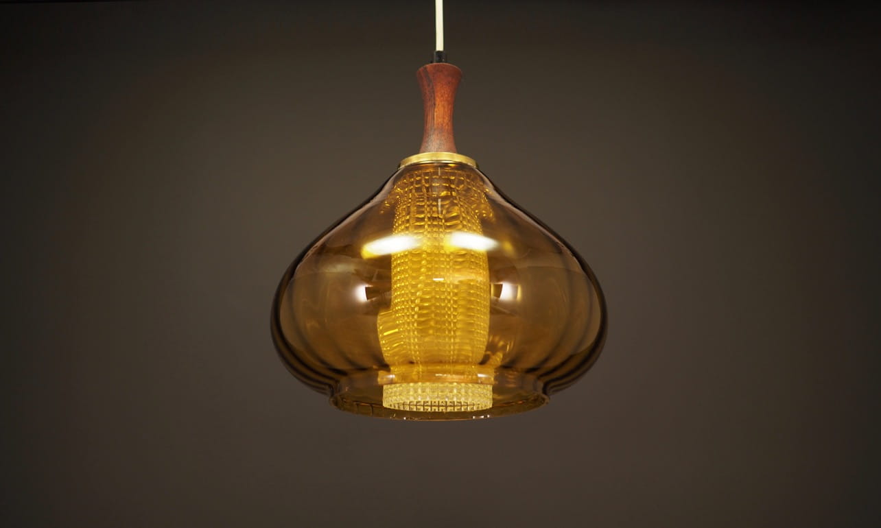 Lampada a sospensione vintage in vetro marrone anni '70
