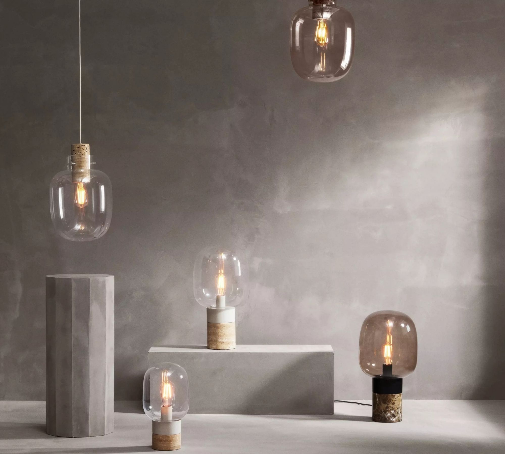 Stockholm Table Lamp Marble Glass Black