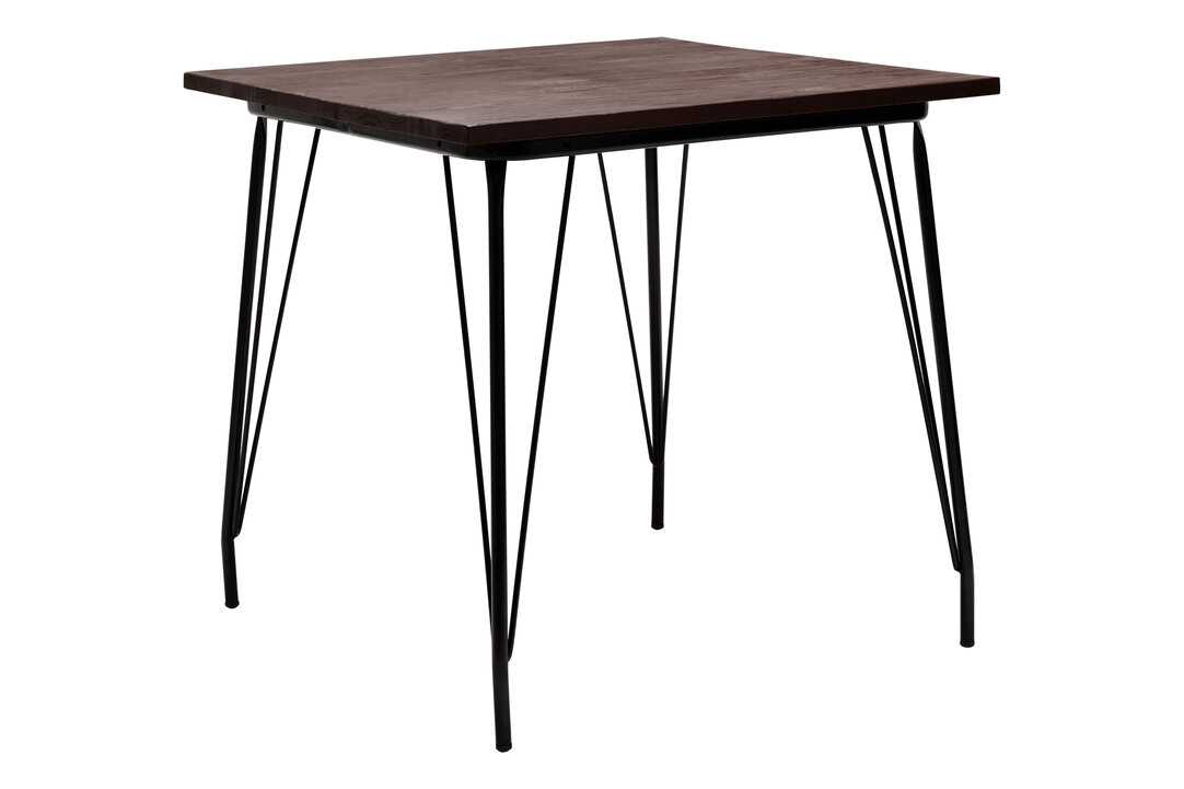 District Side Table Metal Elm Wood Black