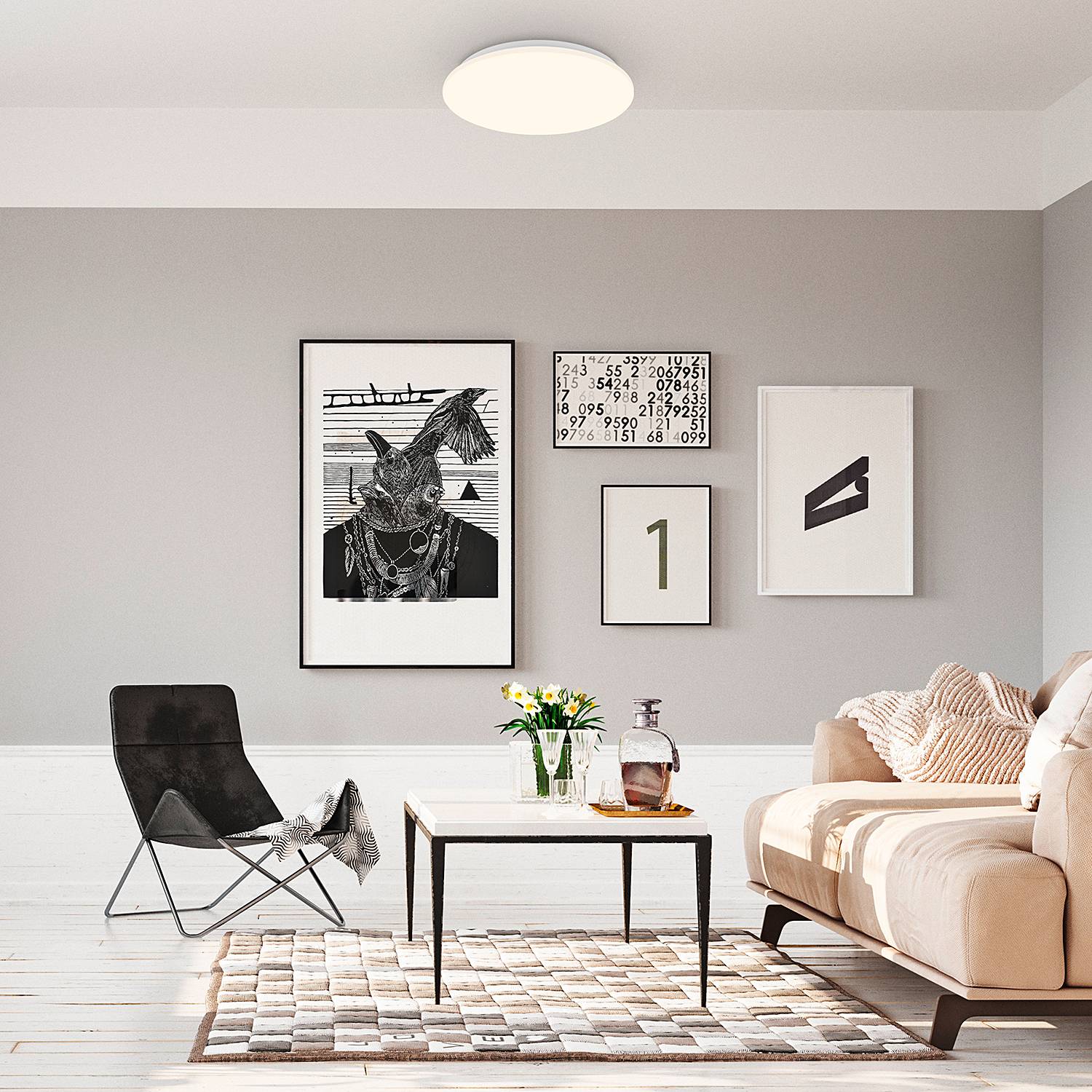 LED Deckenleuchte Soreira Aluminium Weiß