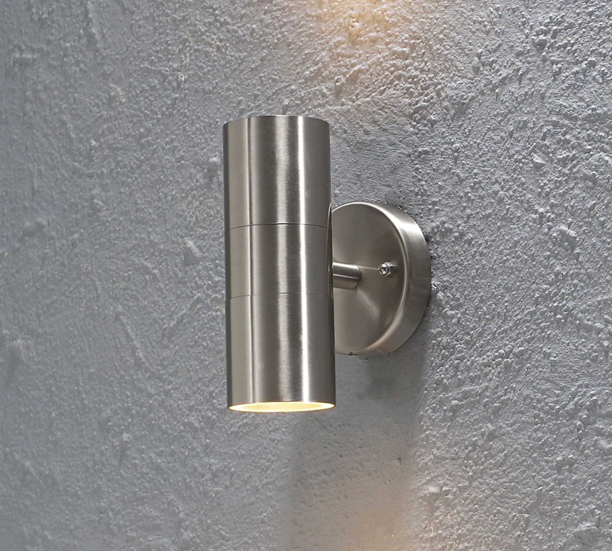 Wandleuchte 2-flammig Edelstahl Glas
