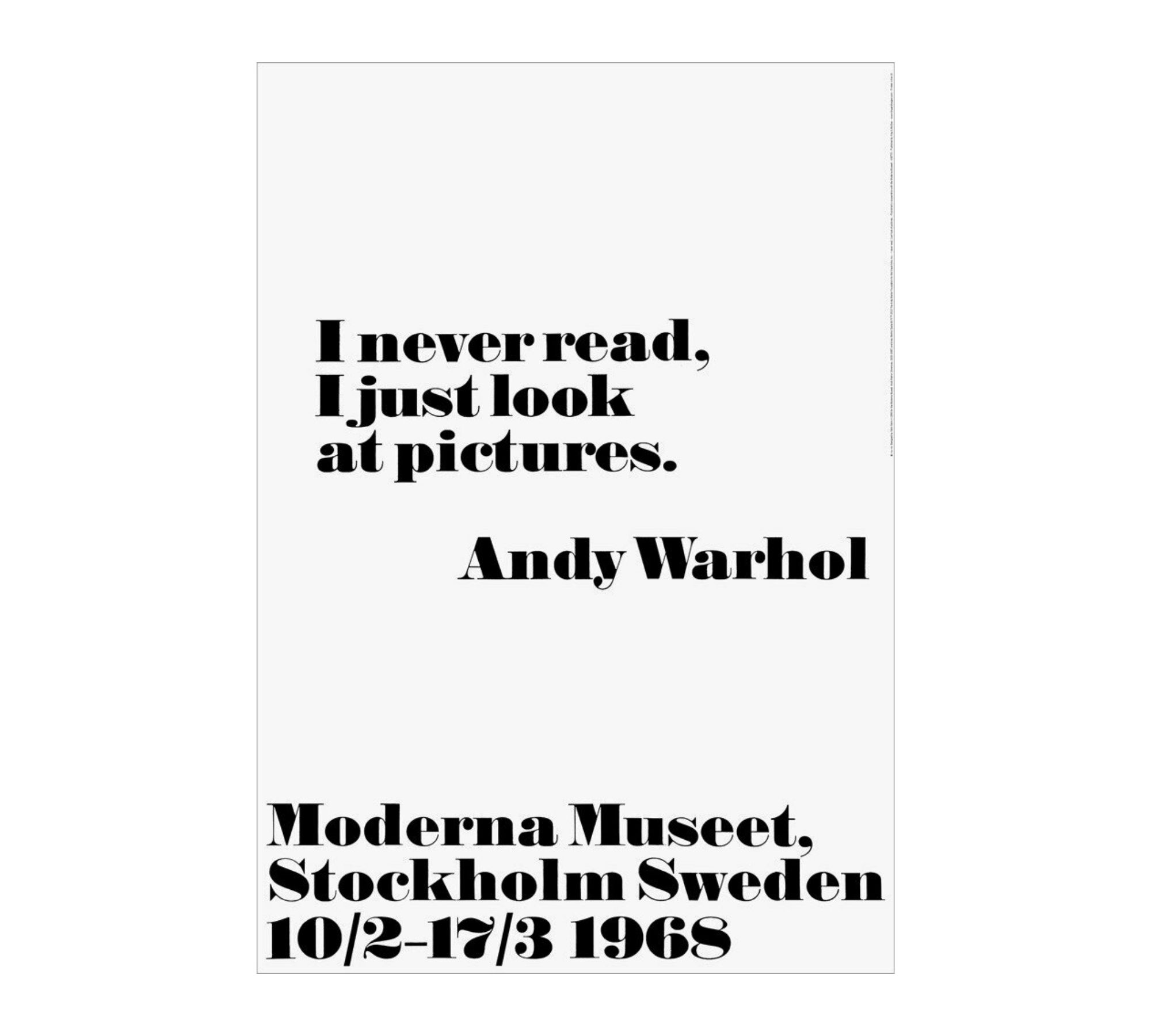 I never read - Andy Warhol 70 x 100 cm