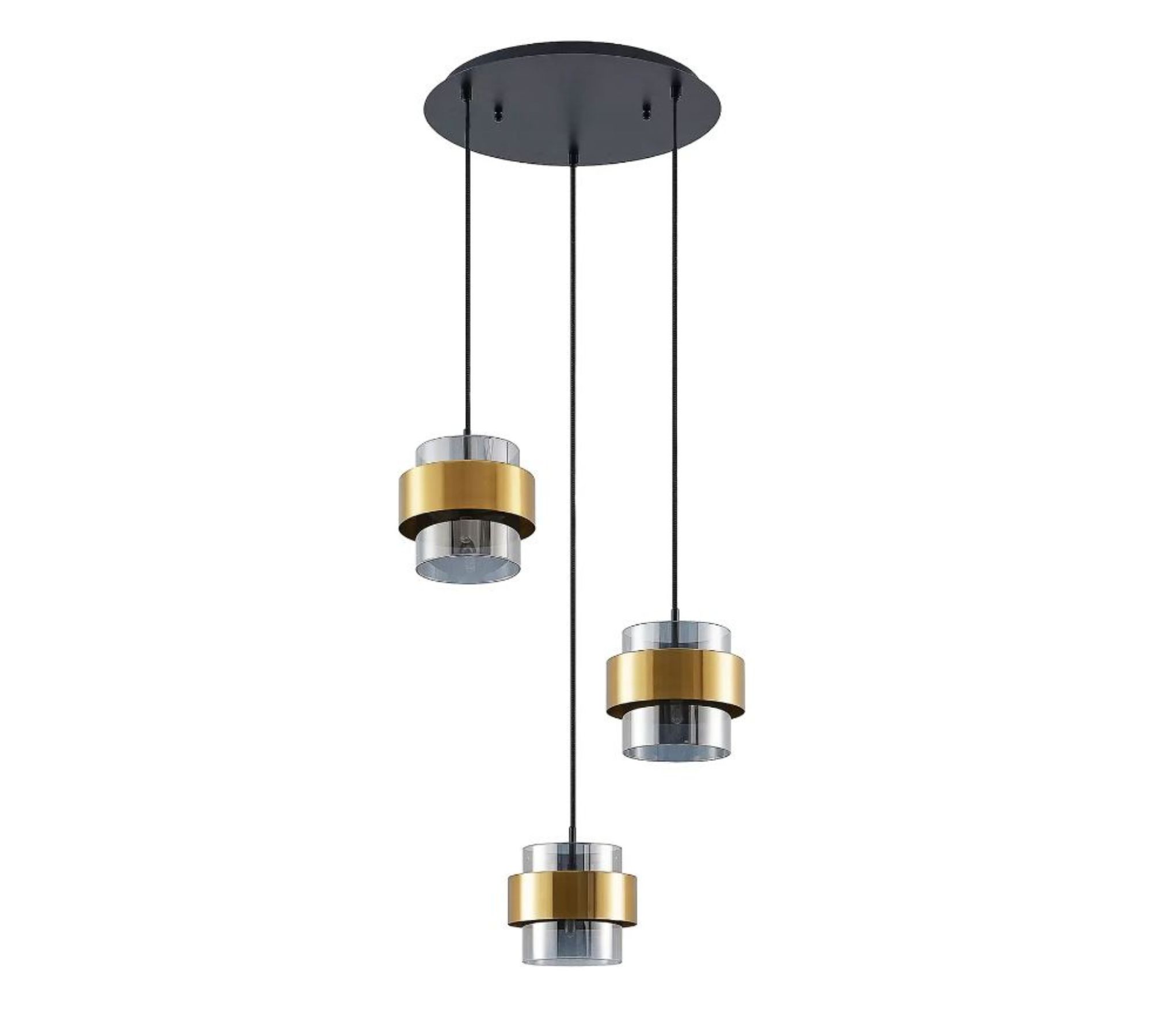 Ikibara Pendelleuchte 3-flammig Glas Metall Gold