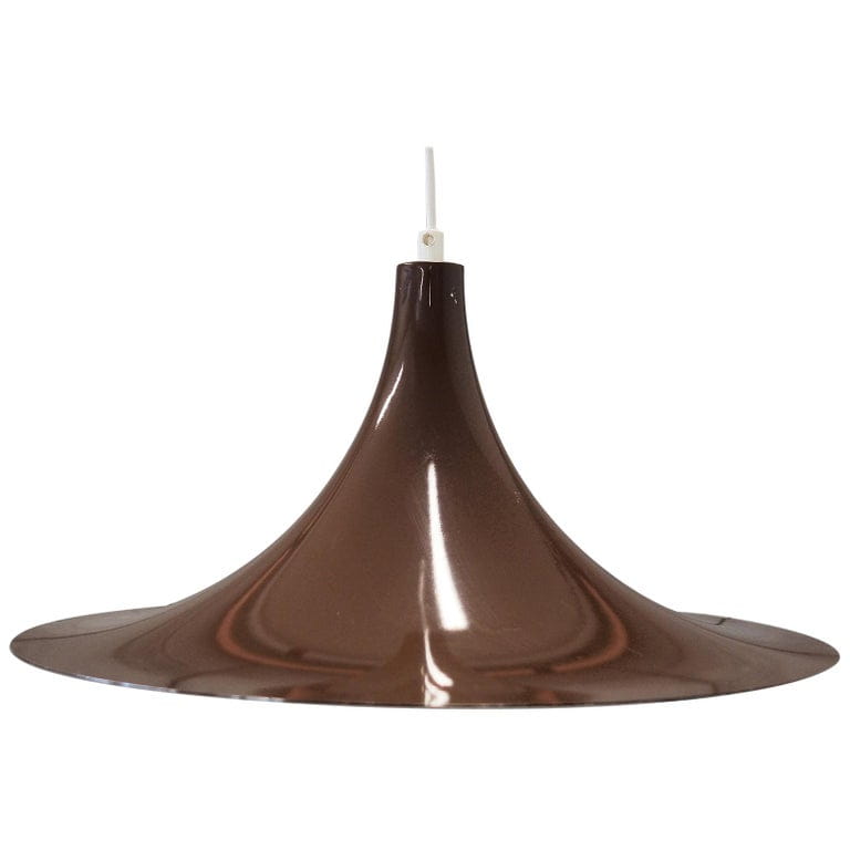 Lampada a sospensione vintage in metallo marrone anni '60