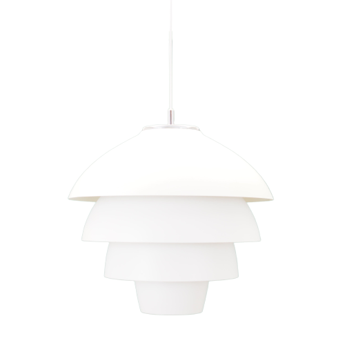 Lampada a sospensione vintage in metallo bianco anni '70