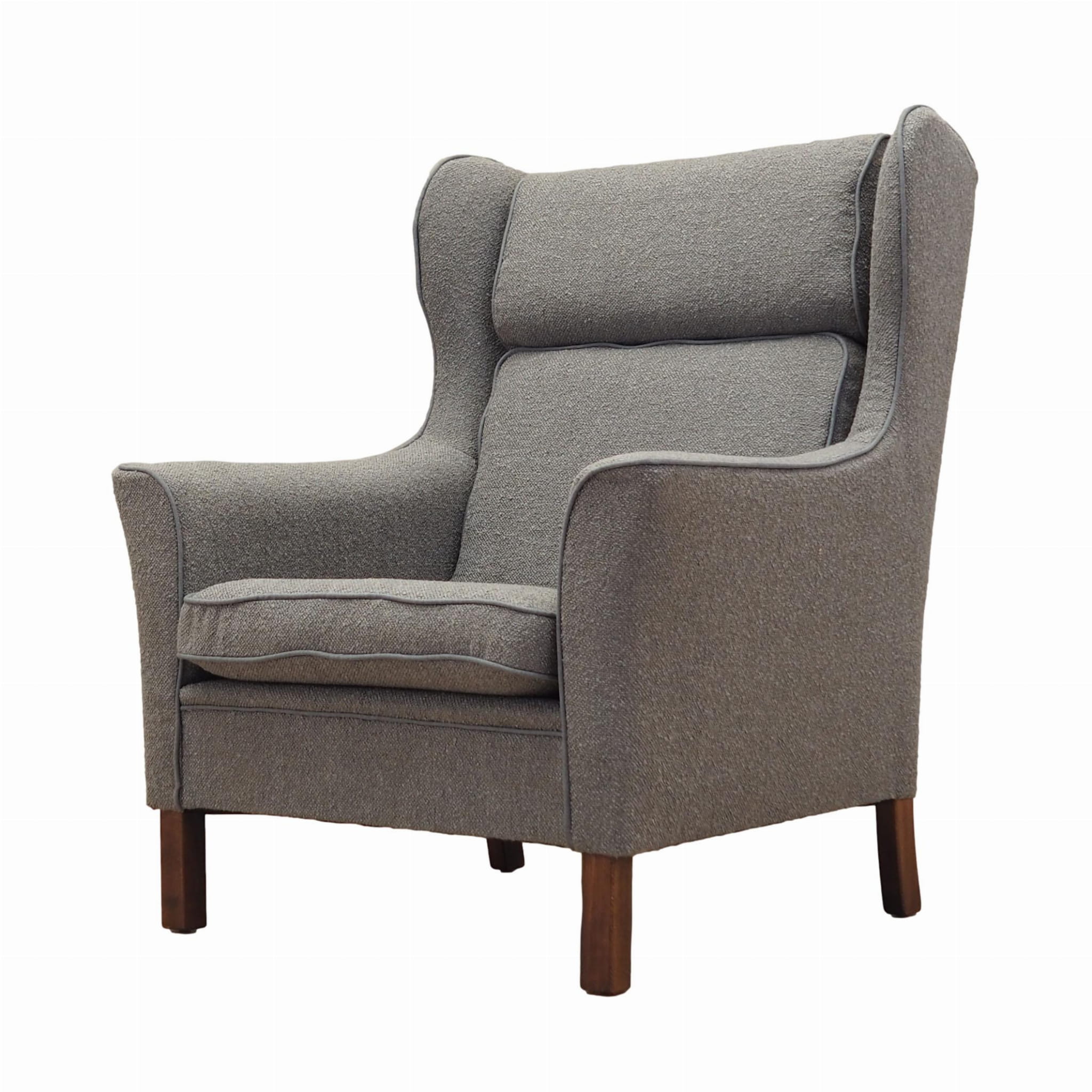 Vintage armchair beech wood textile grey 1970s