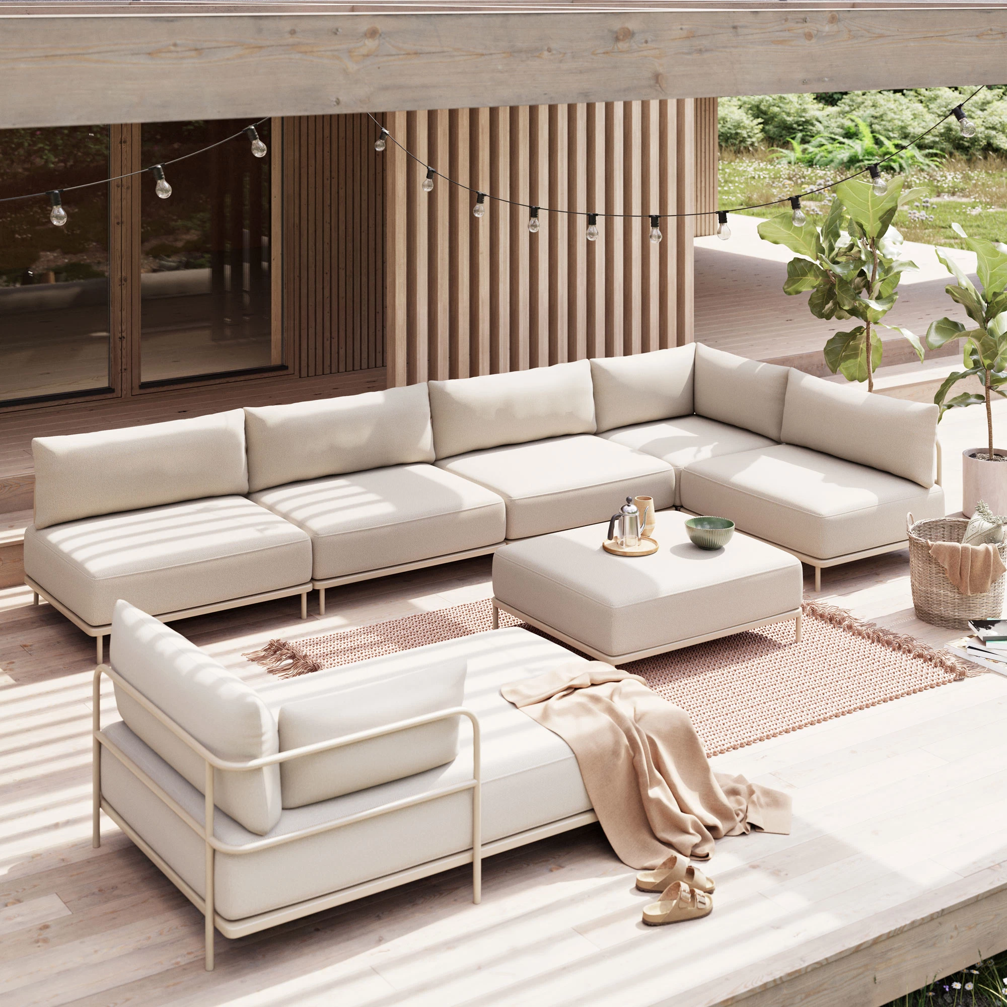 Vincent Outdoor Chaiselongue Modul Links Sandshell
