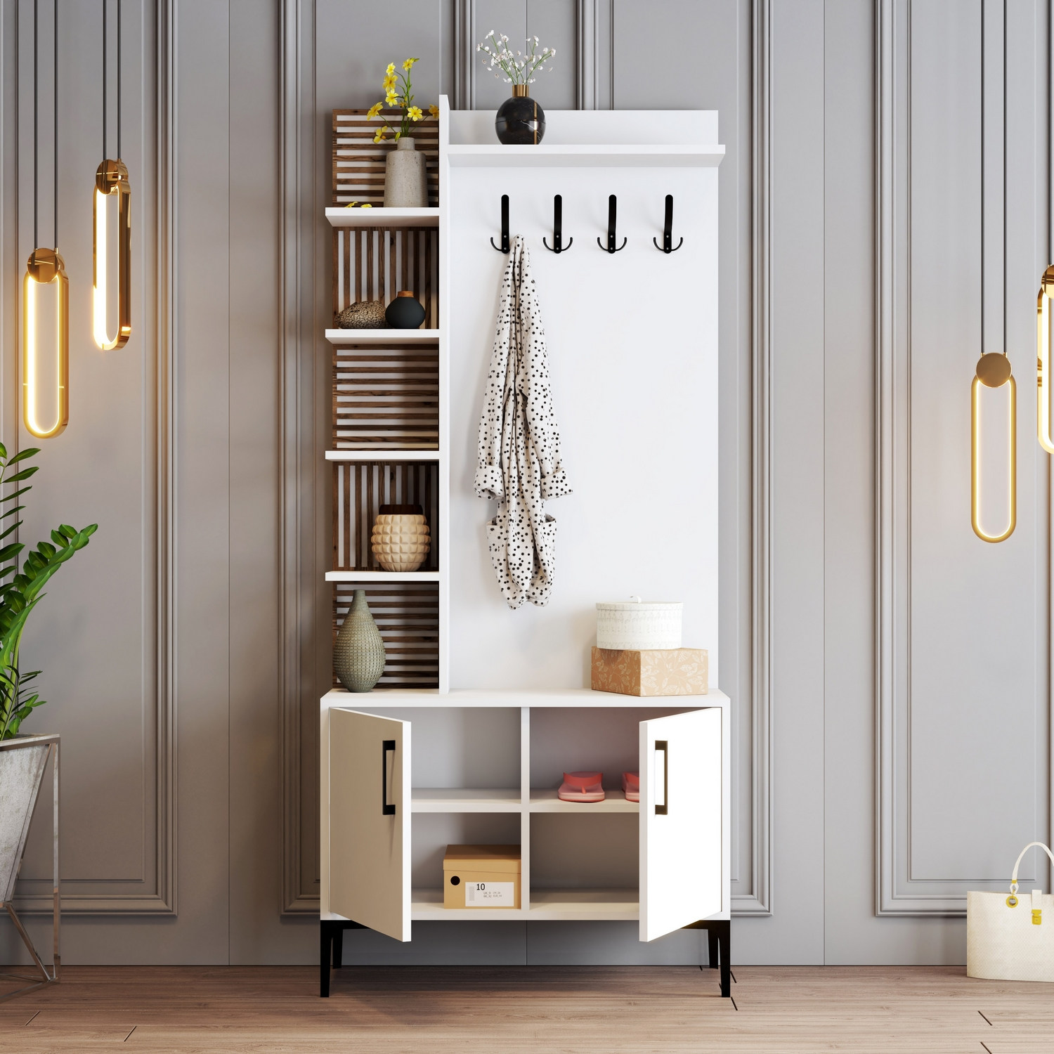 Vienna Wardrobe White with black details 90cm x 200cm