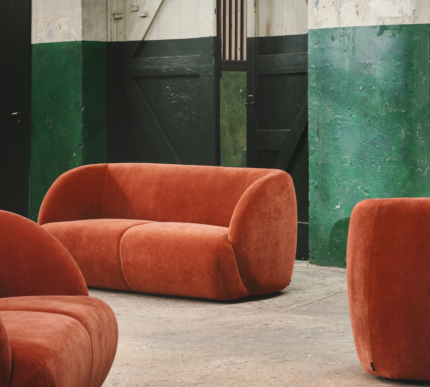 Design-Award-Winning Paula Sofa 2-Sitzer Moss Rust