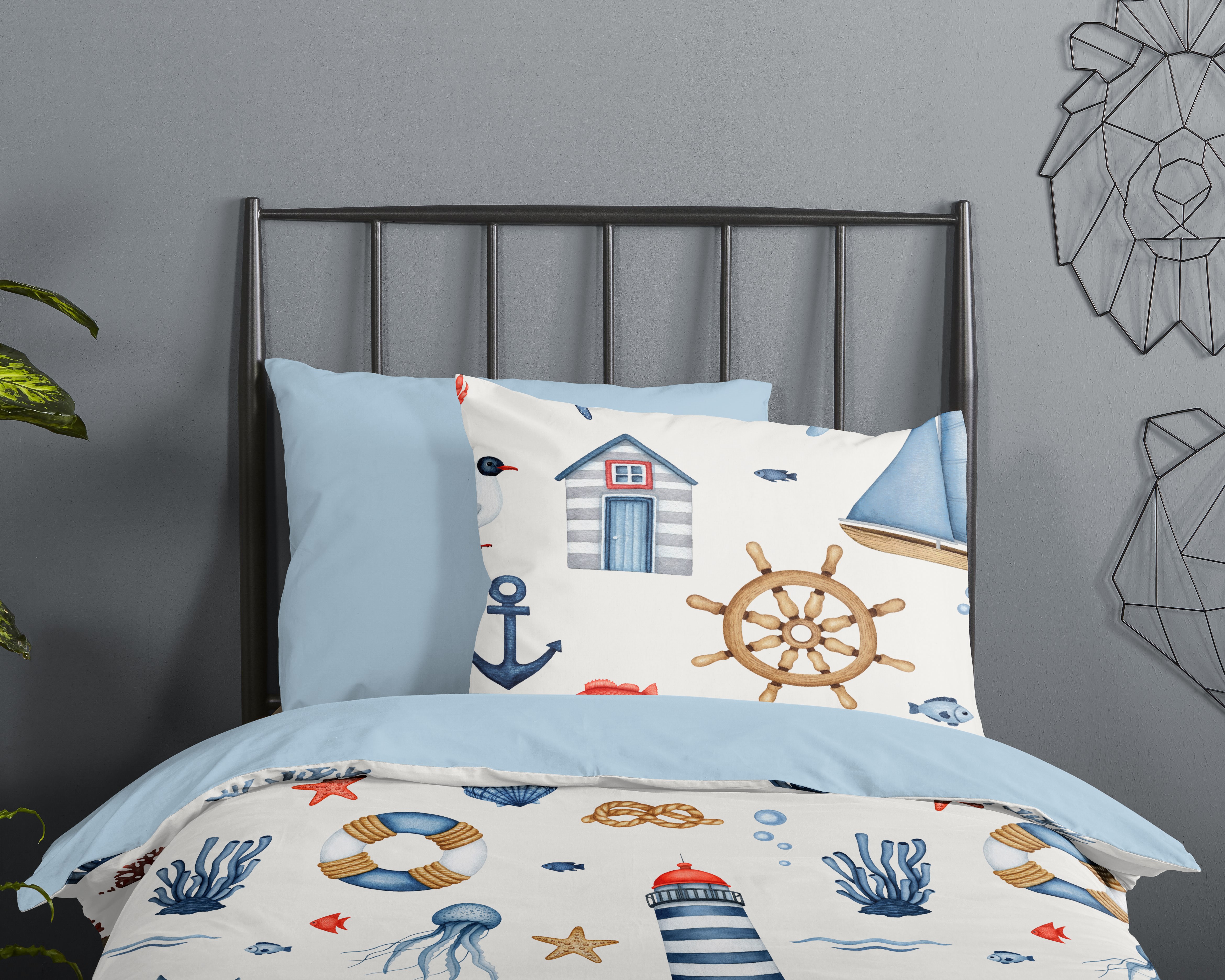 Renforcé-Bettwäsche Mehrfarbig 100x135cm Kissen 60x40cm