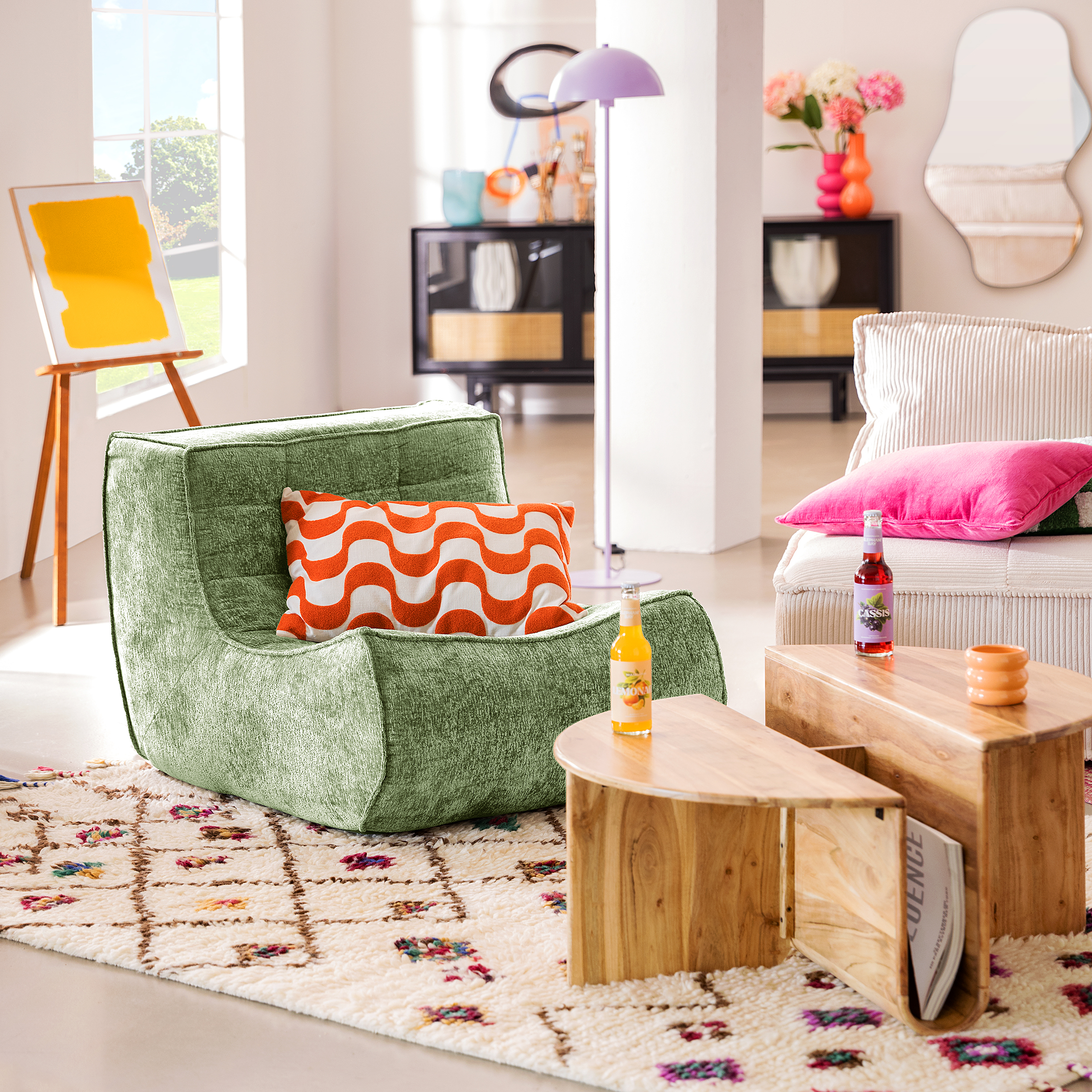 Foulata Sessel Bouclé Grün