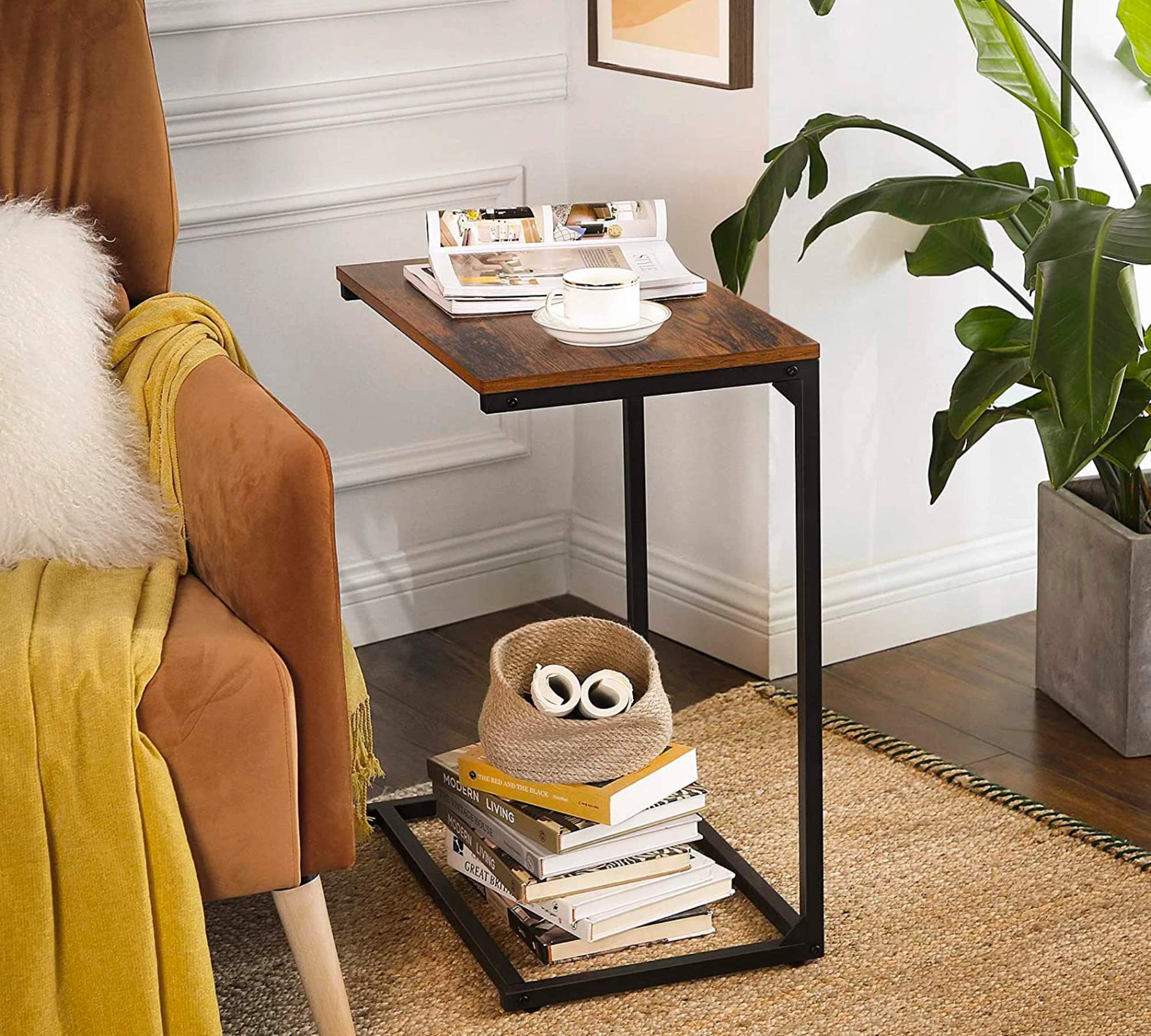 Side table metal brown black