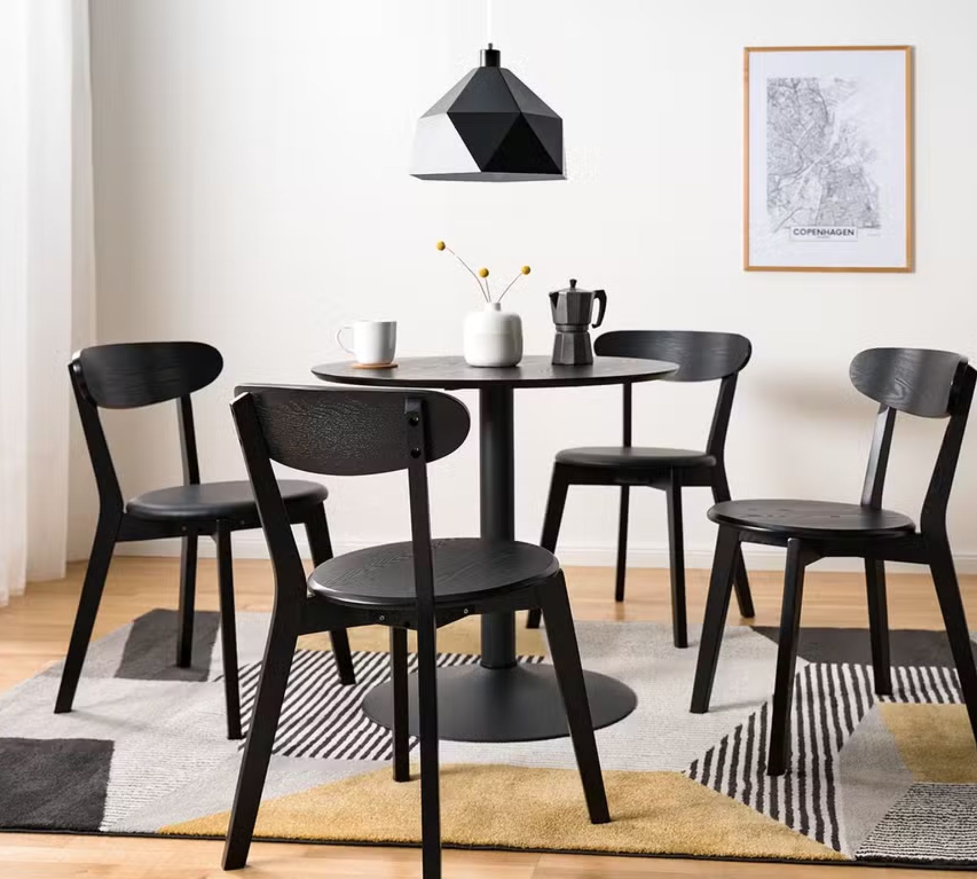 Esszimmerstuhl 2er-Set Holz Schwarz