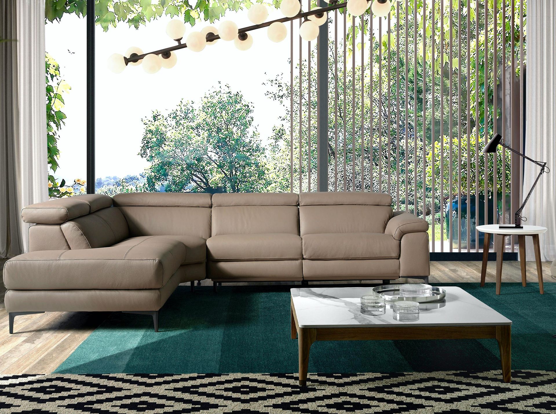 Chaise Relax-Sofa Left Leather Brown