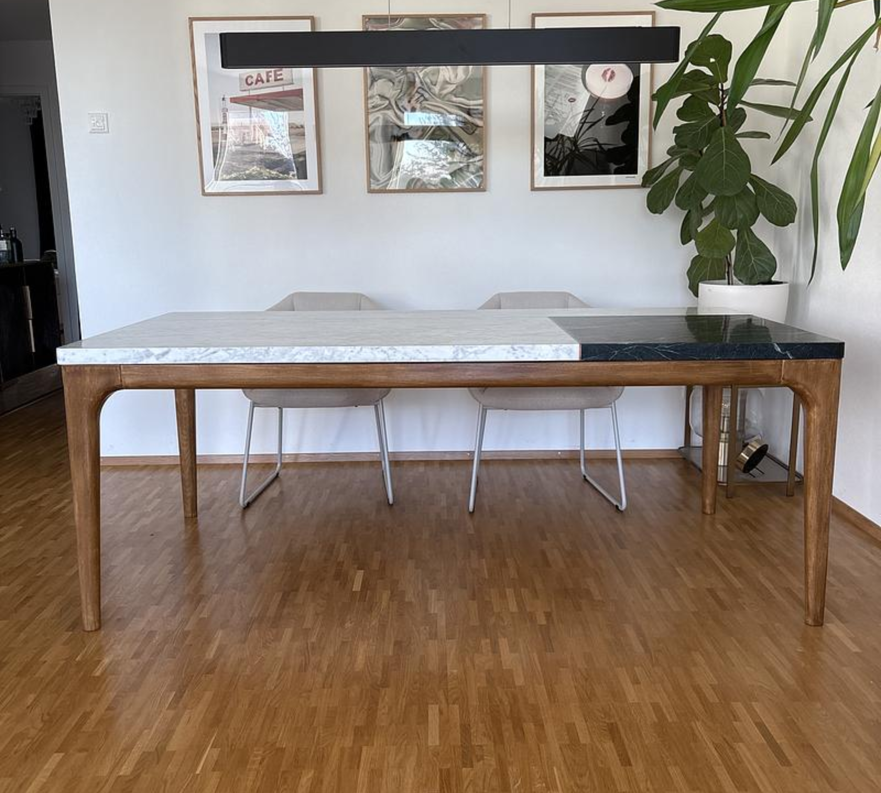 Rechteckiger Tisch Marmor Eichenholz