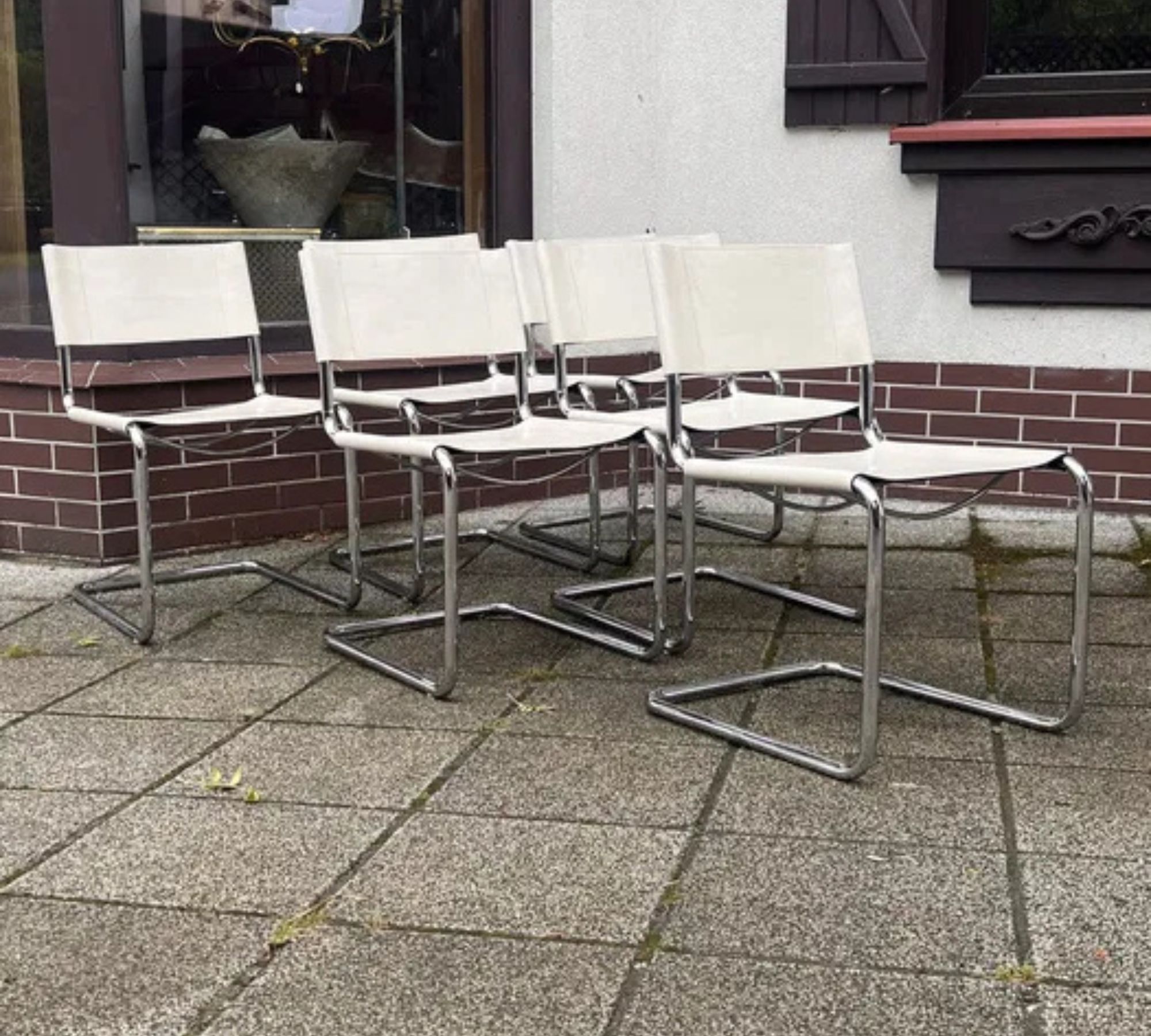 6x MG5 Vintage Stuhl von Matteo Grassi Leder Weiß