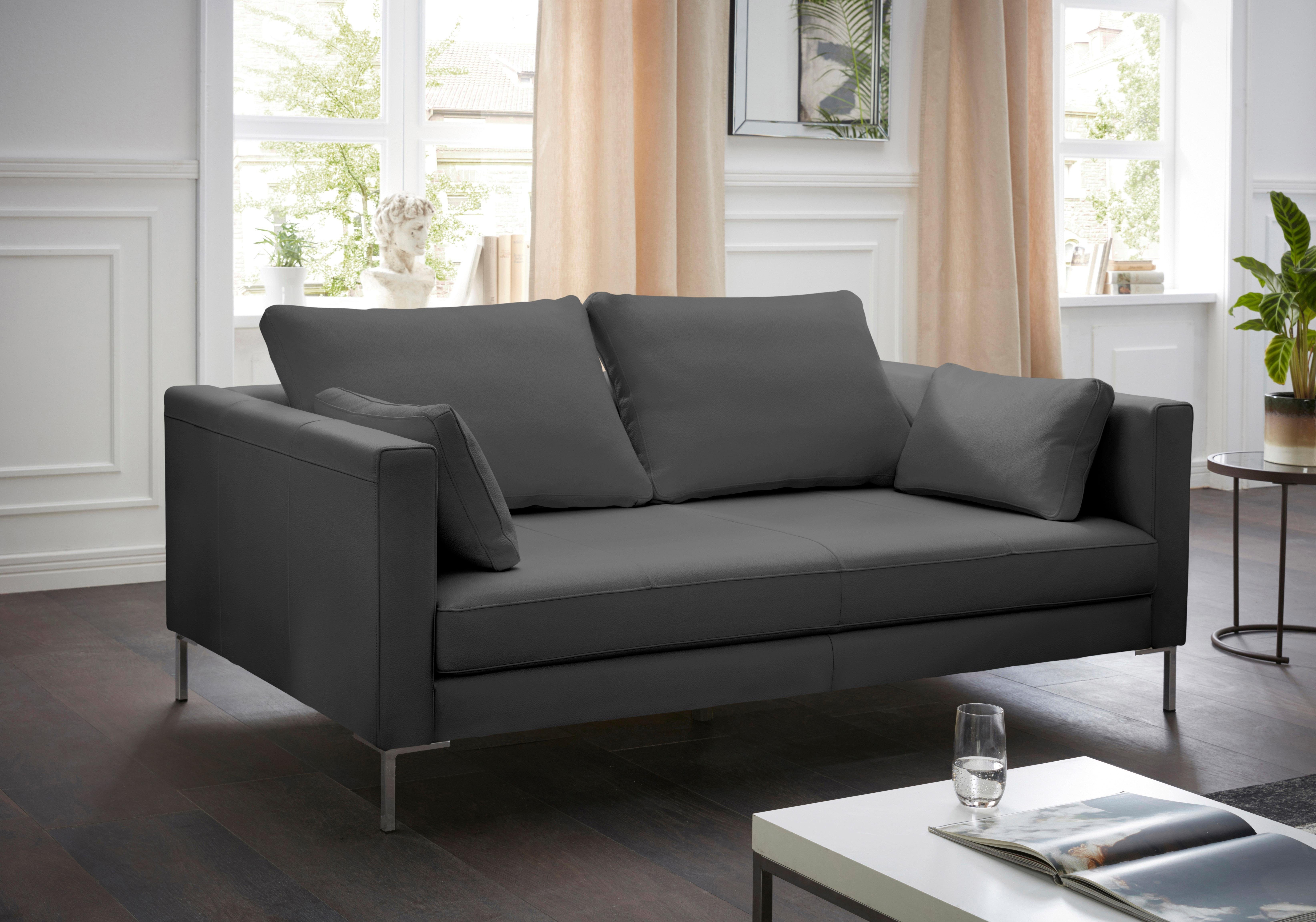 Marinus Sofa 2-Sitzer Leder Metall Dunkelgrau