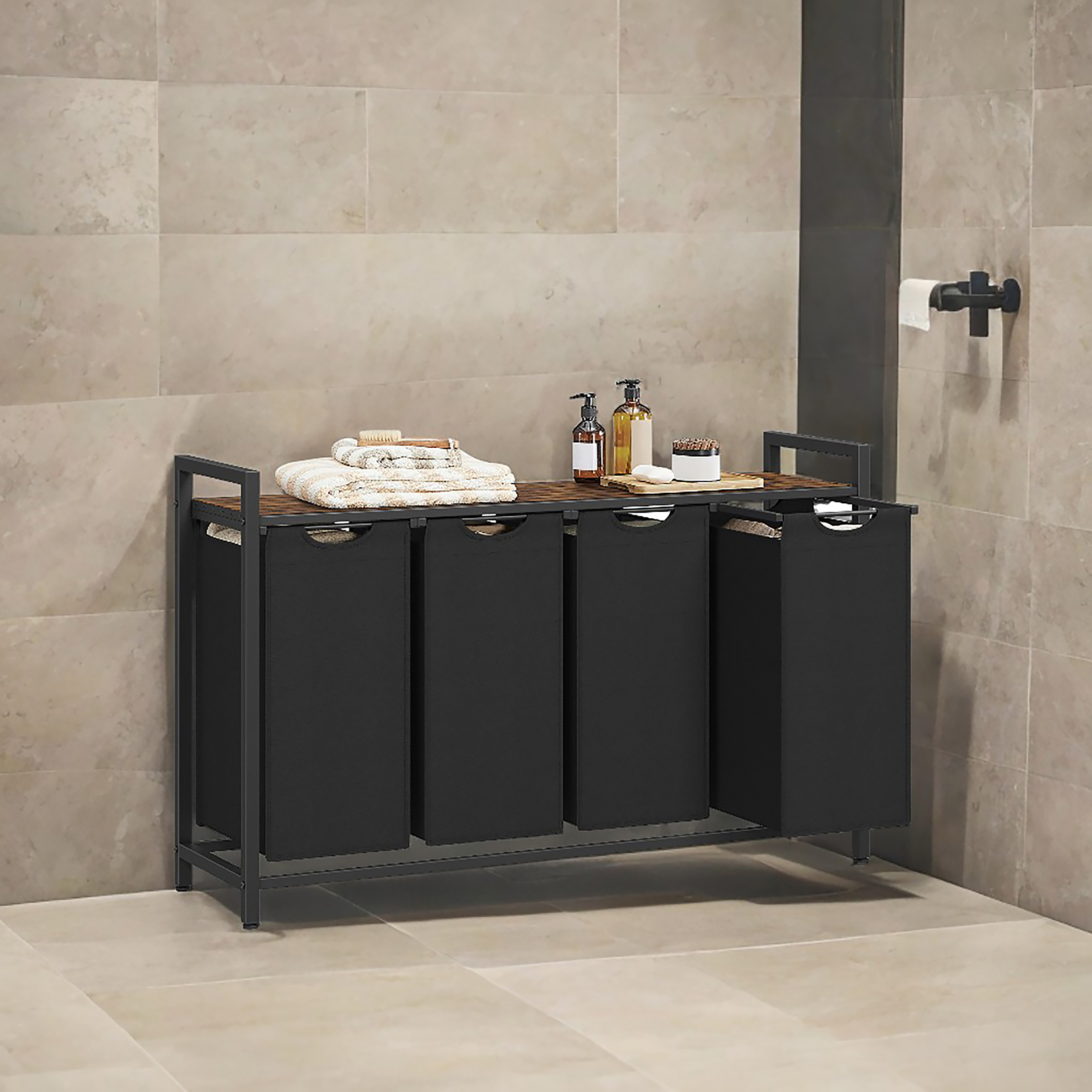 Leahu Wäschekorb Schwarz Braun