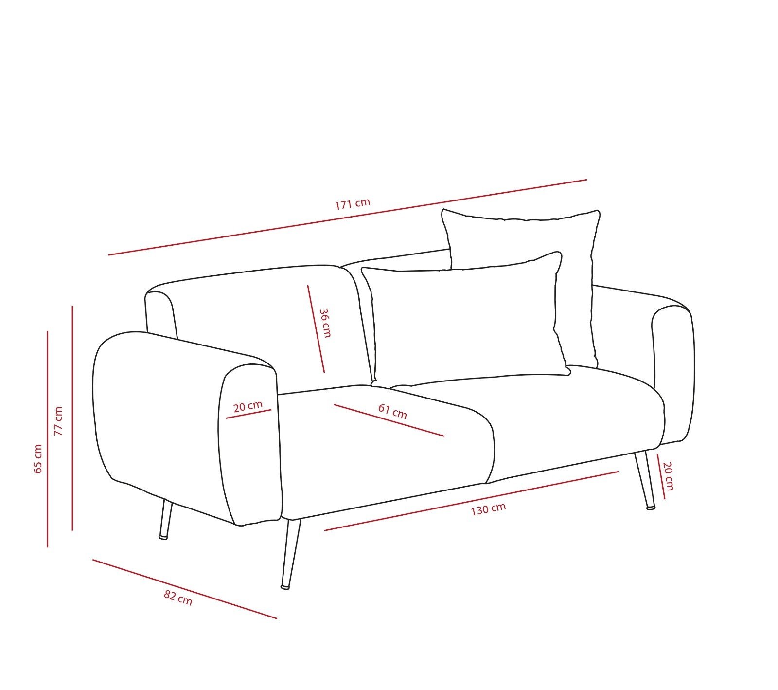 Side Sofa 2-Sitzer Hellgrau