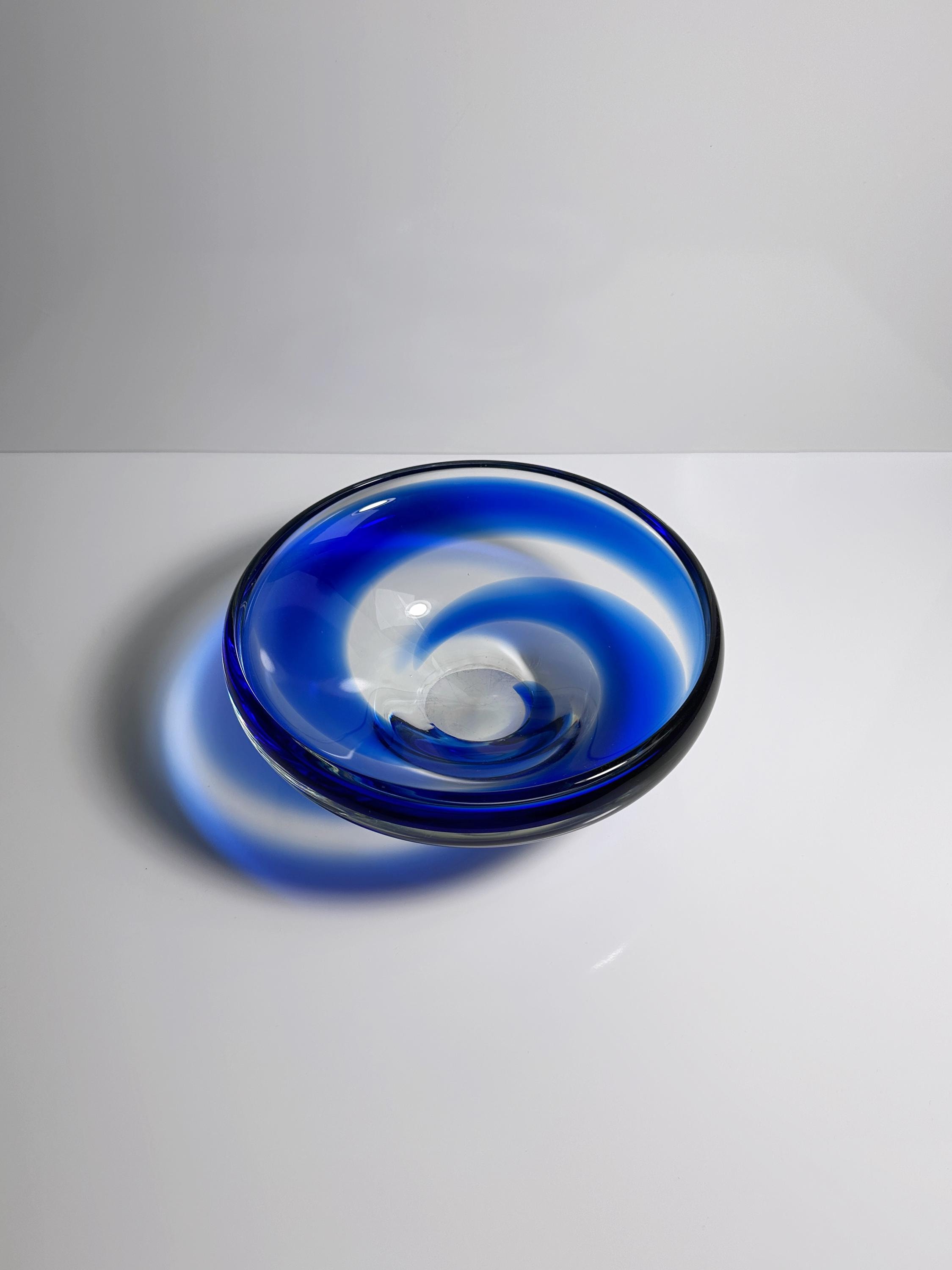 Vintage bowl glass blue 1950s