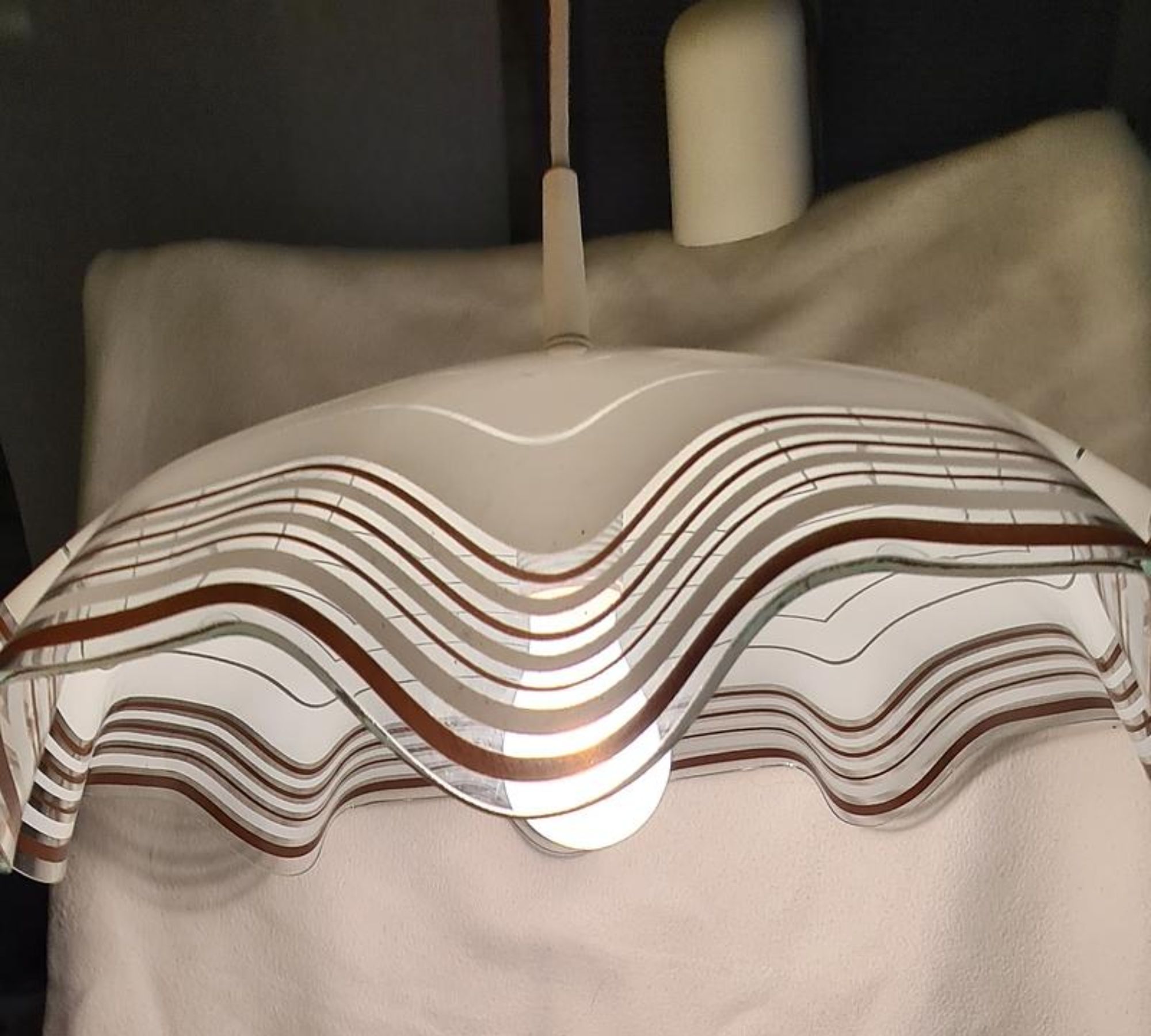 Pendant lamp glass brown white