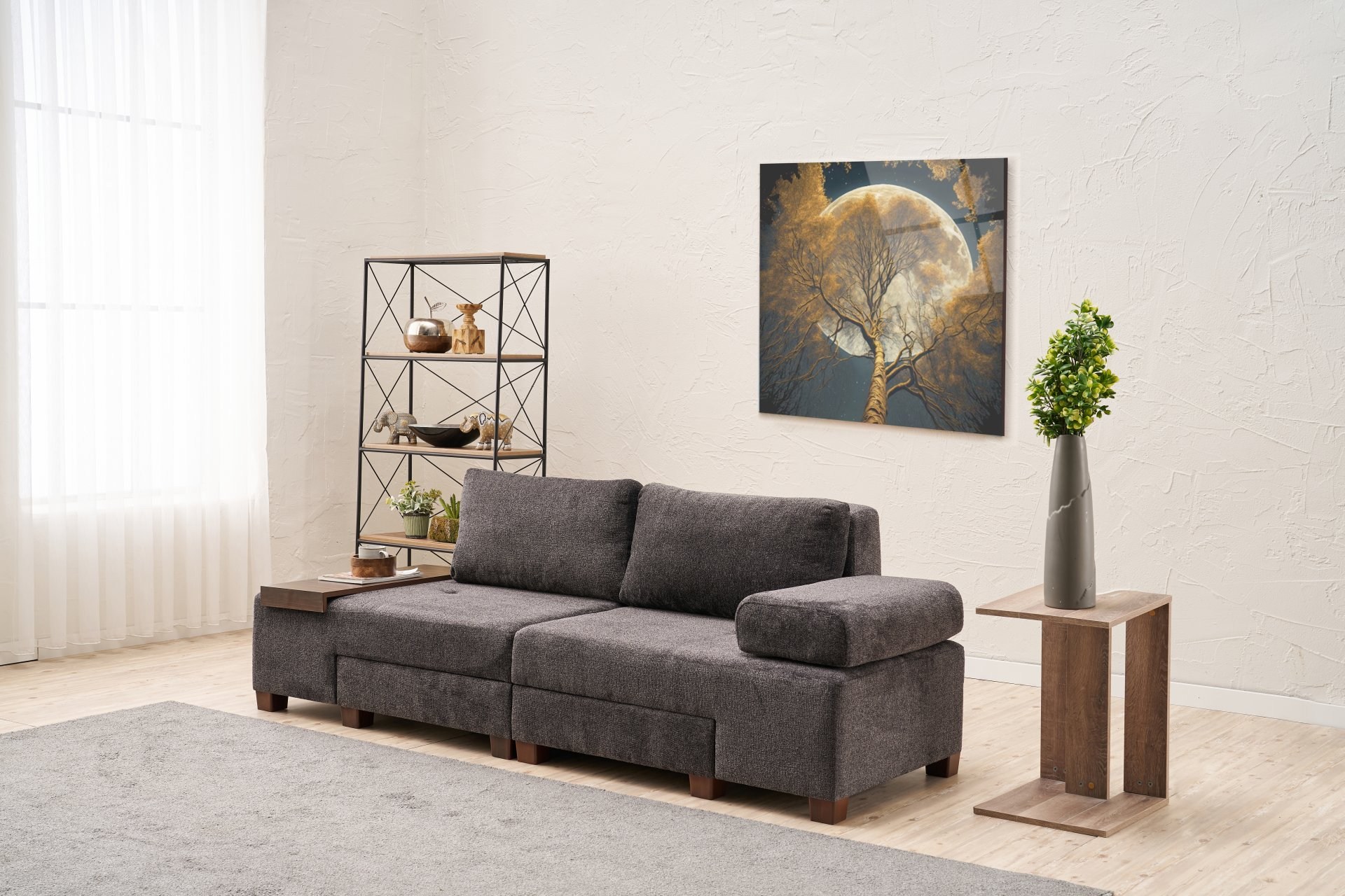 Perenna Sofa 3-Sitzer Chenille Anthrazit