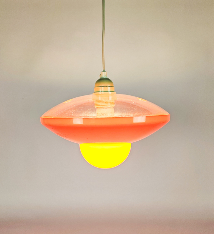 Vintage Ufo Lampe Kunststoff Orange 1970er Jahre