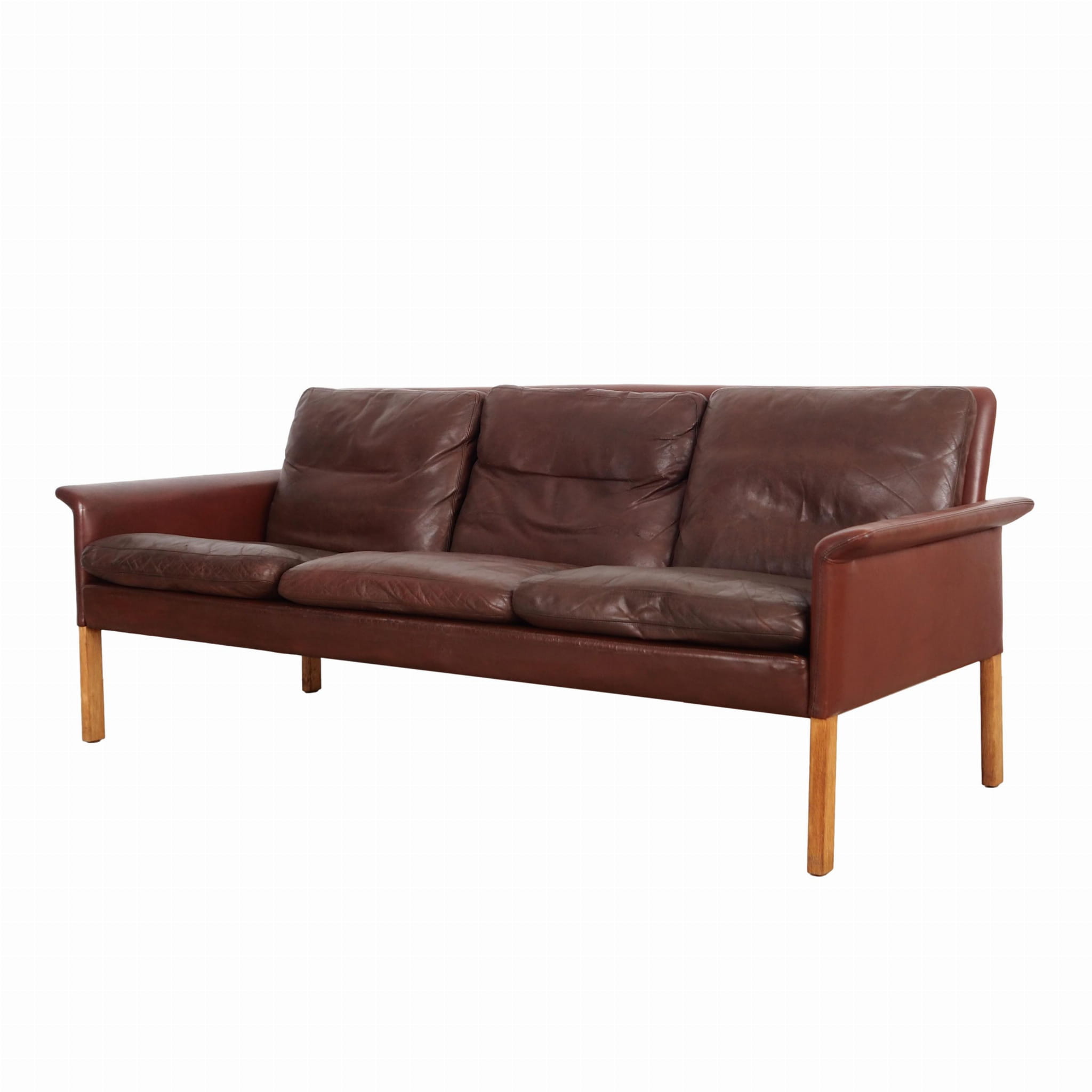 Sofa Leder Braun 1960er Jahre