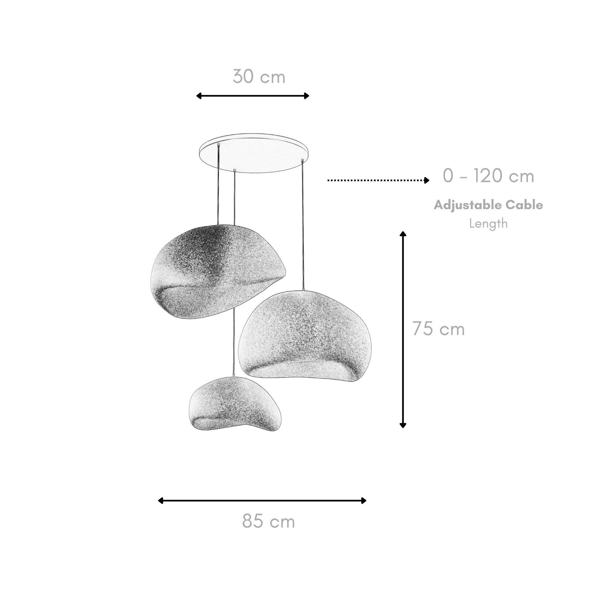 3-Flammig Wabi Sabi Mossgreys Pendelleuchte Beton Grau
