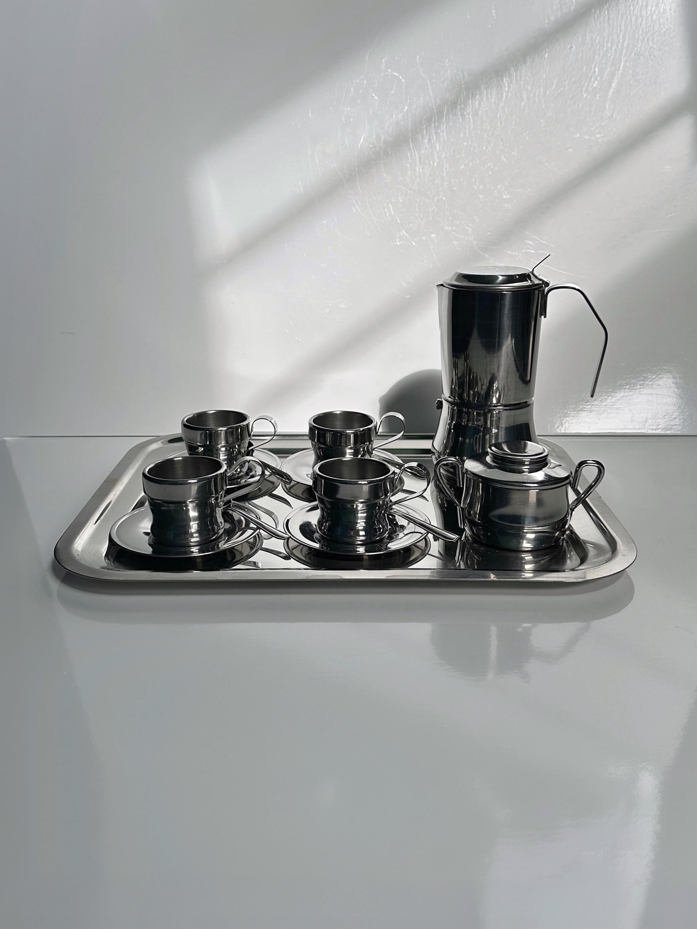 Inox Espresso-Set Tasse für 12 Personen Silber