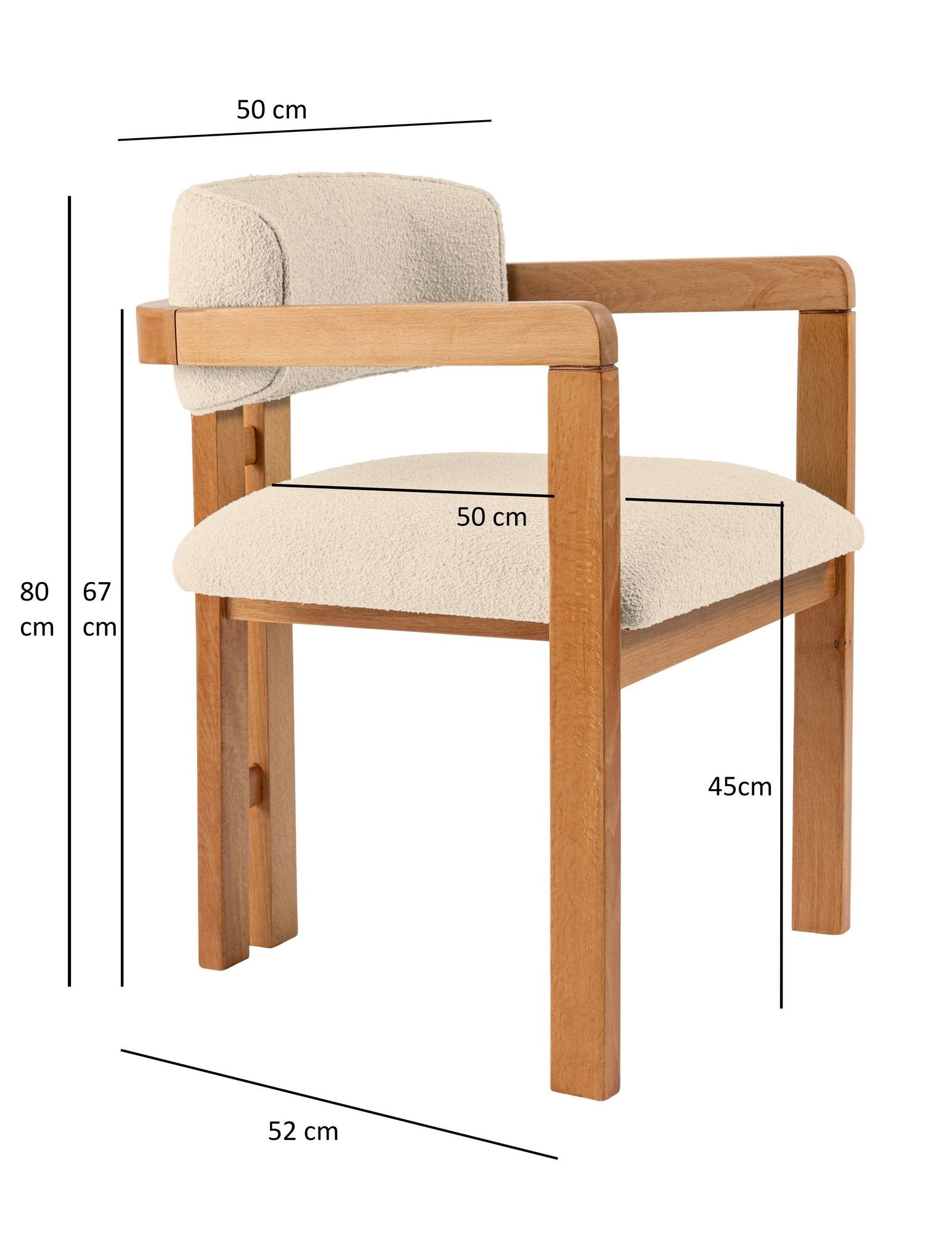 Mistral Armlehnstuhl Holz Cremeweiß