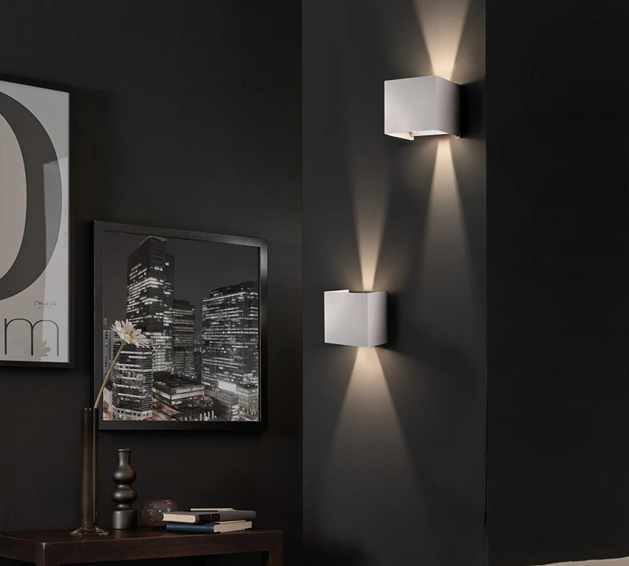 2-flame LED wall light Aluminium White